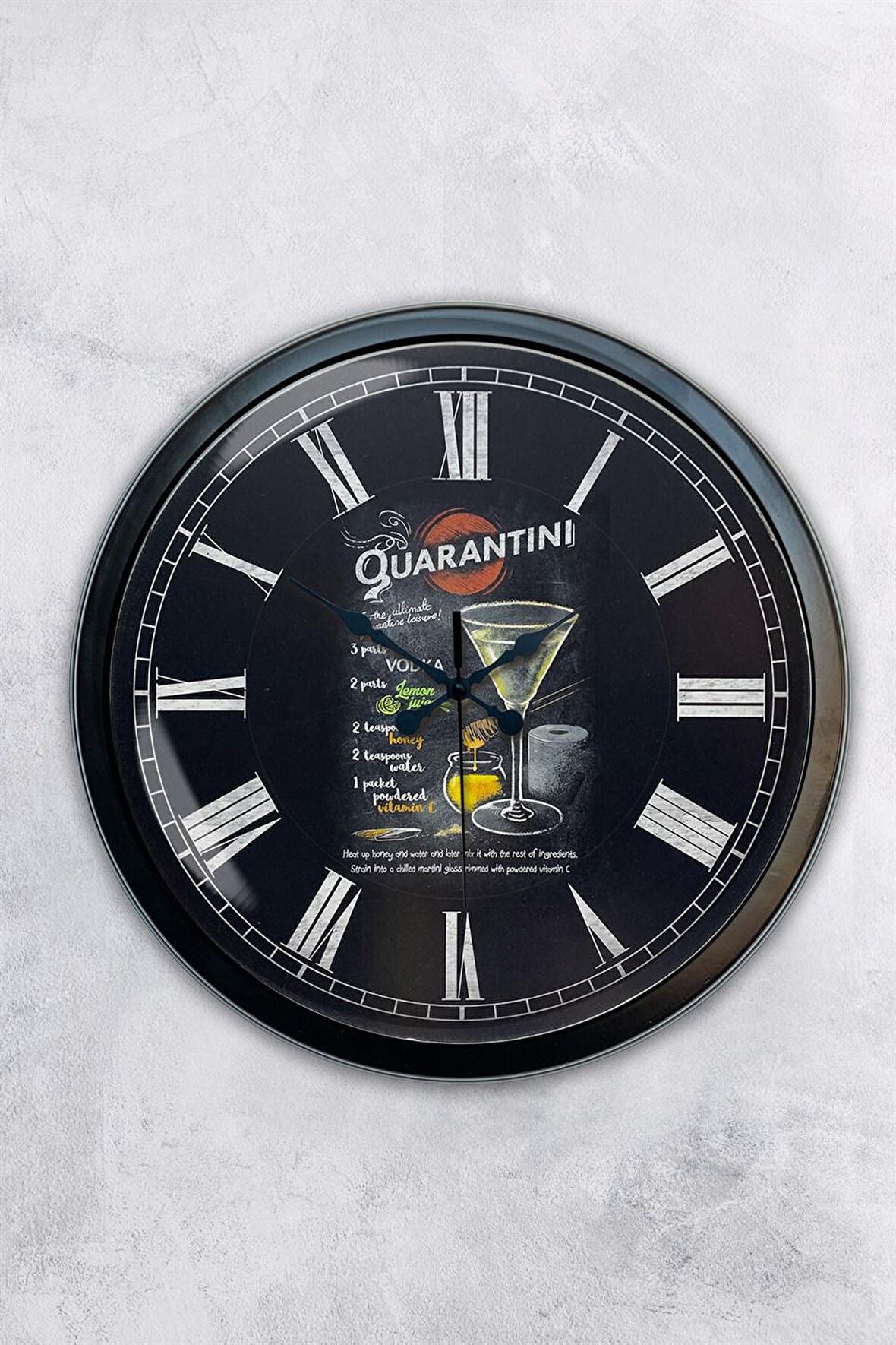 40 Cm Siyah Metal Cafe Duvar Saati