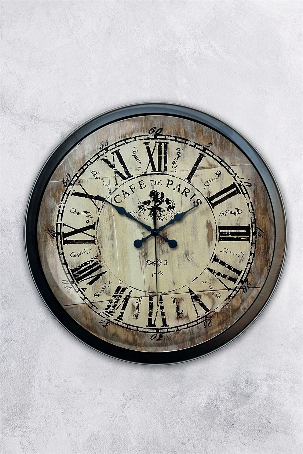 40 Cm Siyah Metal Cafe de Paris Duvar Saati