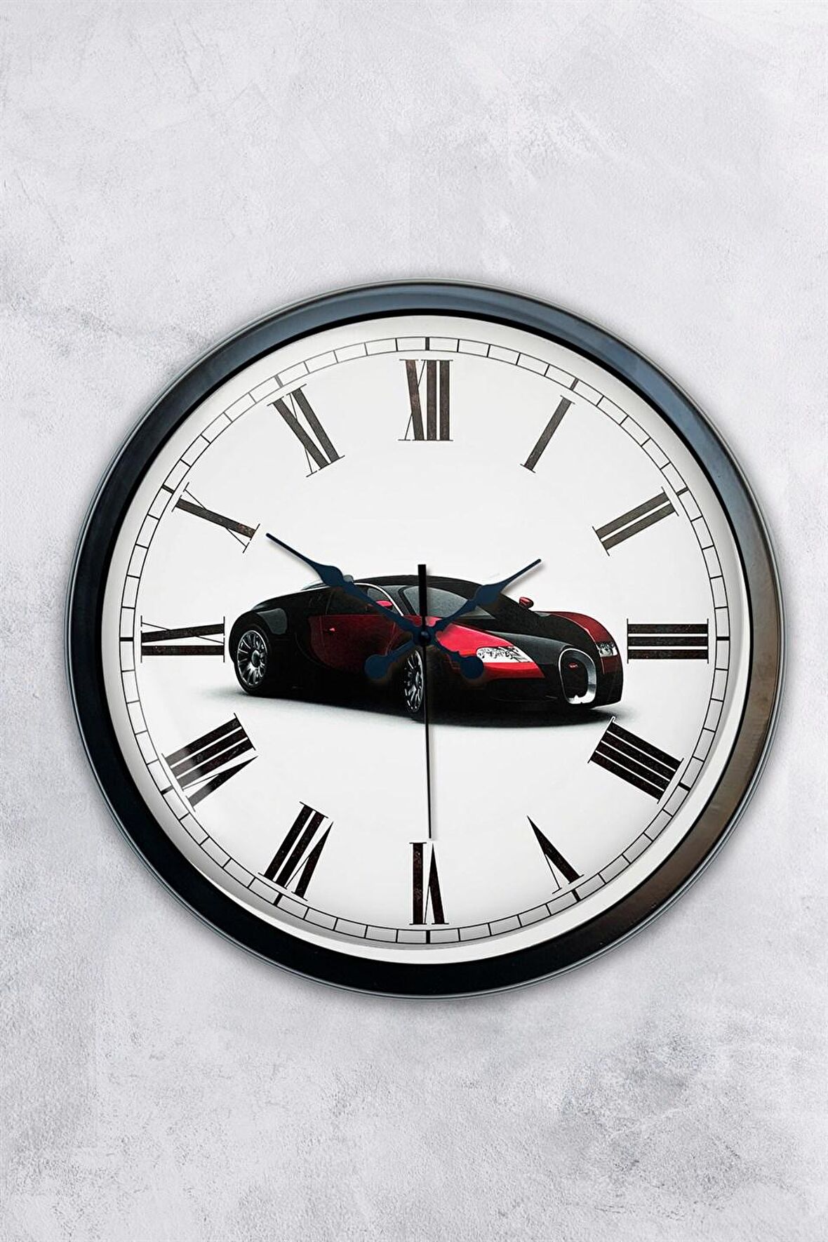 40 Cm Siyah Metal Bugatti Duvar Saati