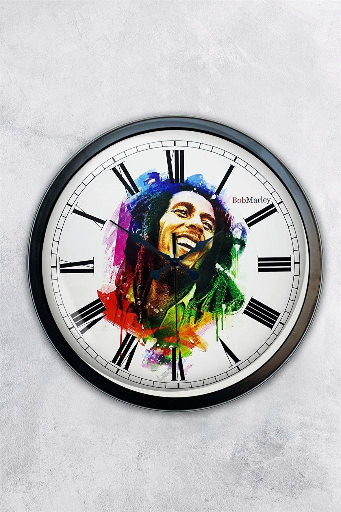 40 Cm Siyah Metal Bom Marley Duvar Saati