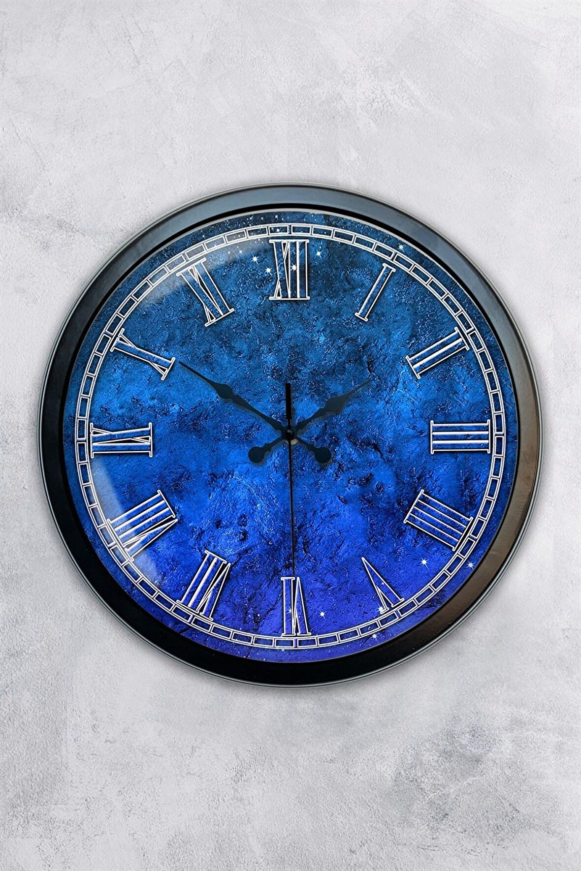 40 Cm Siyah Metal Blue Duvar Saati