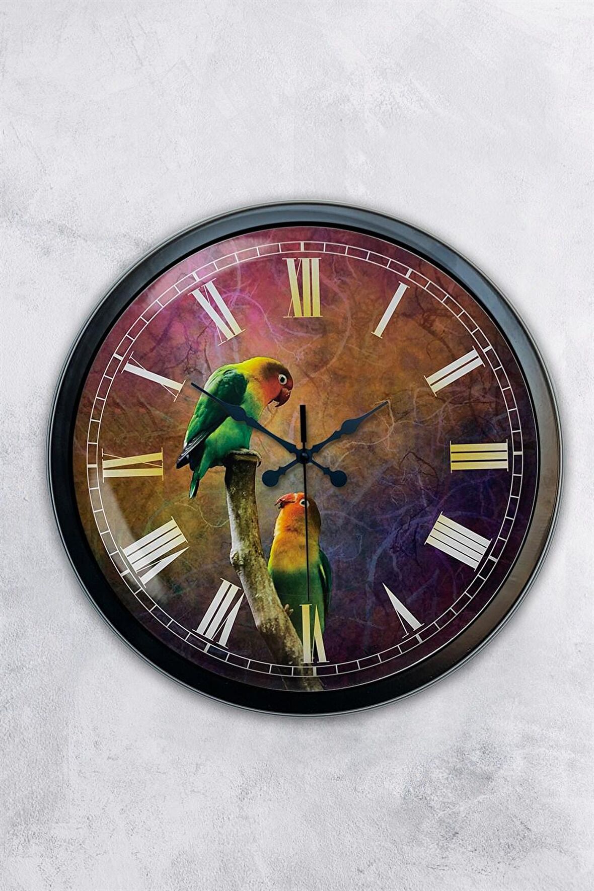 40 Cm Siyah Metal Bird Duvar Saati