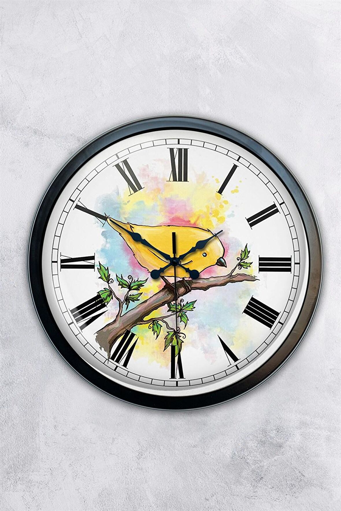 40 Cm Siyah Metal Bird Duvar Saati