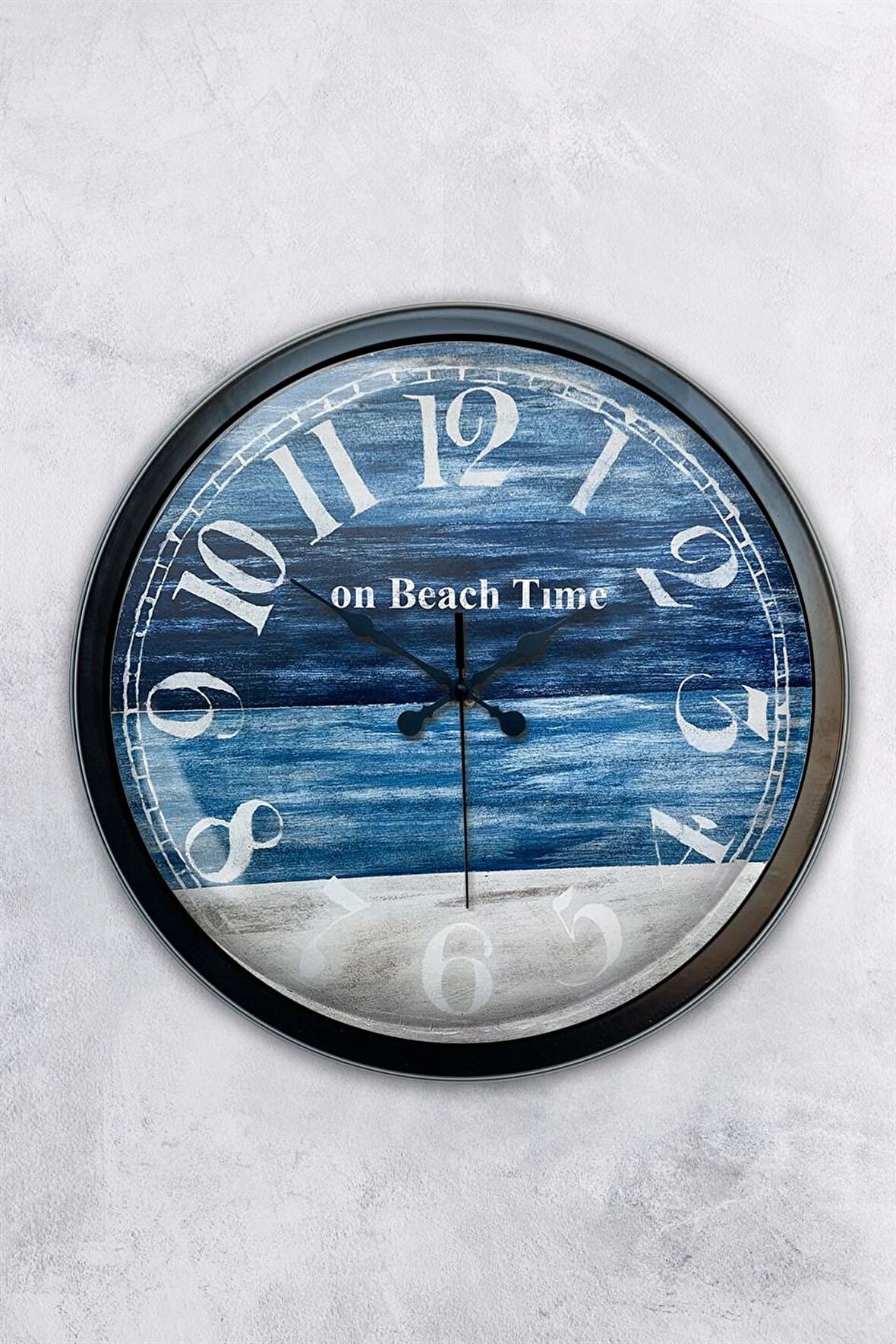 40 Cm Siyah Metal Beach Time Duvar Saati