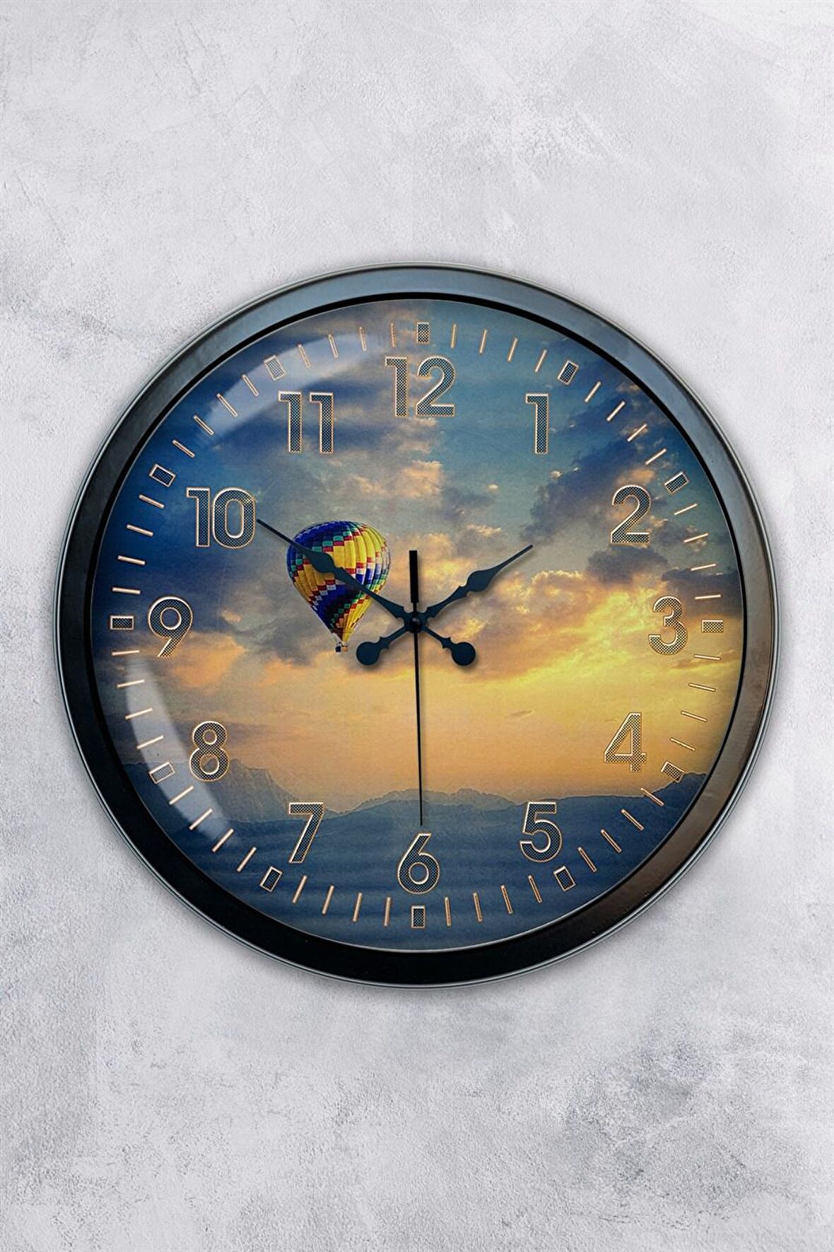 40 Cm Siyah Metal Balon Duvar Saati