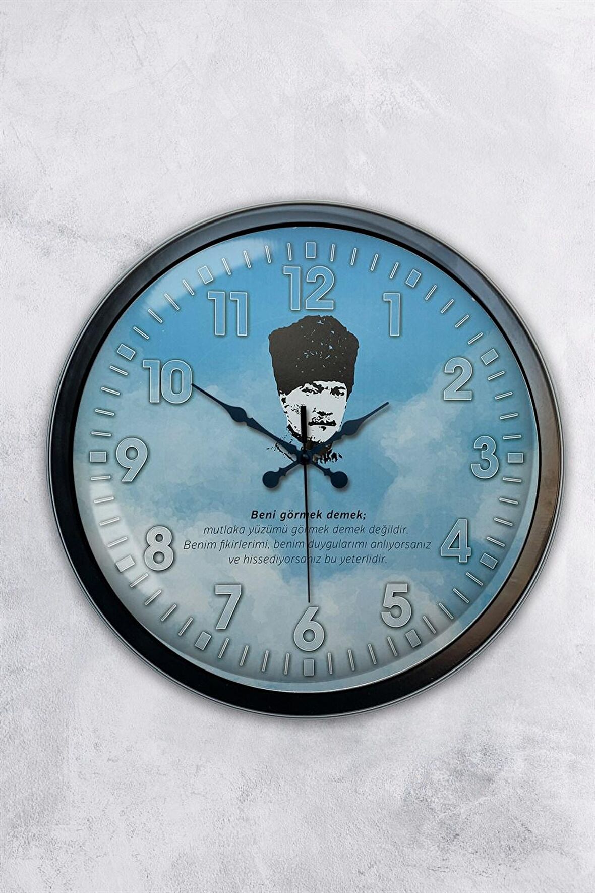 40 Cm Siyah Metal Atatürk Duvar Saati