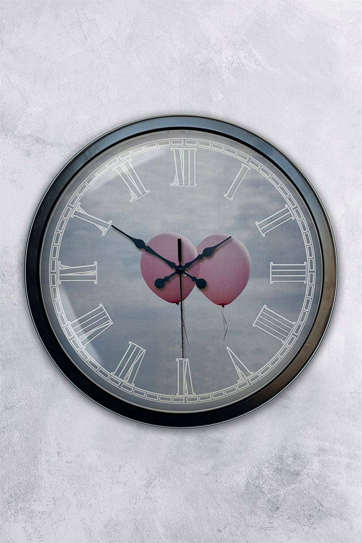 40 Cm Siyah Metal Aşk Duvar Saati