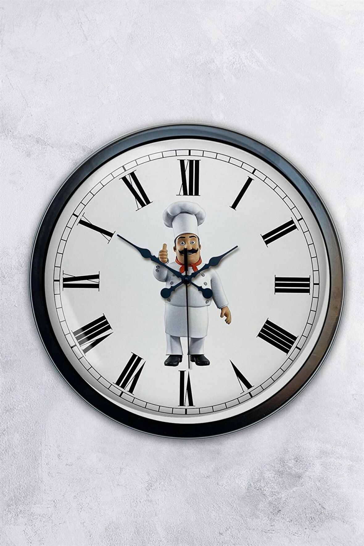 40 Cm Siyah Metal Aşçı Mutfak Duvar Saati