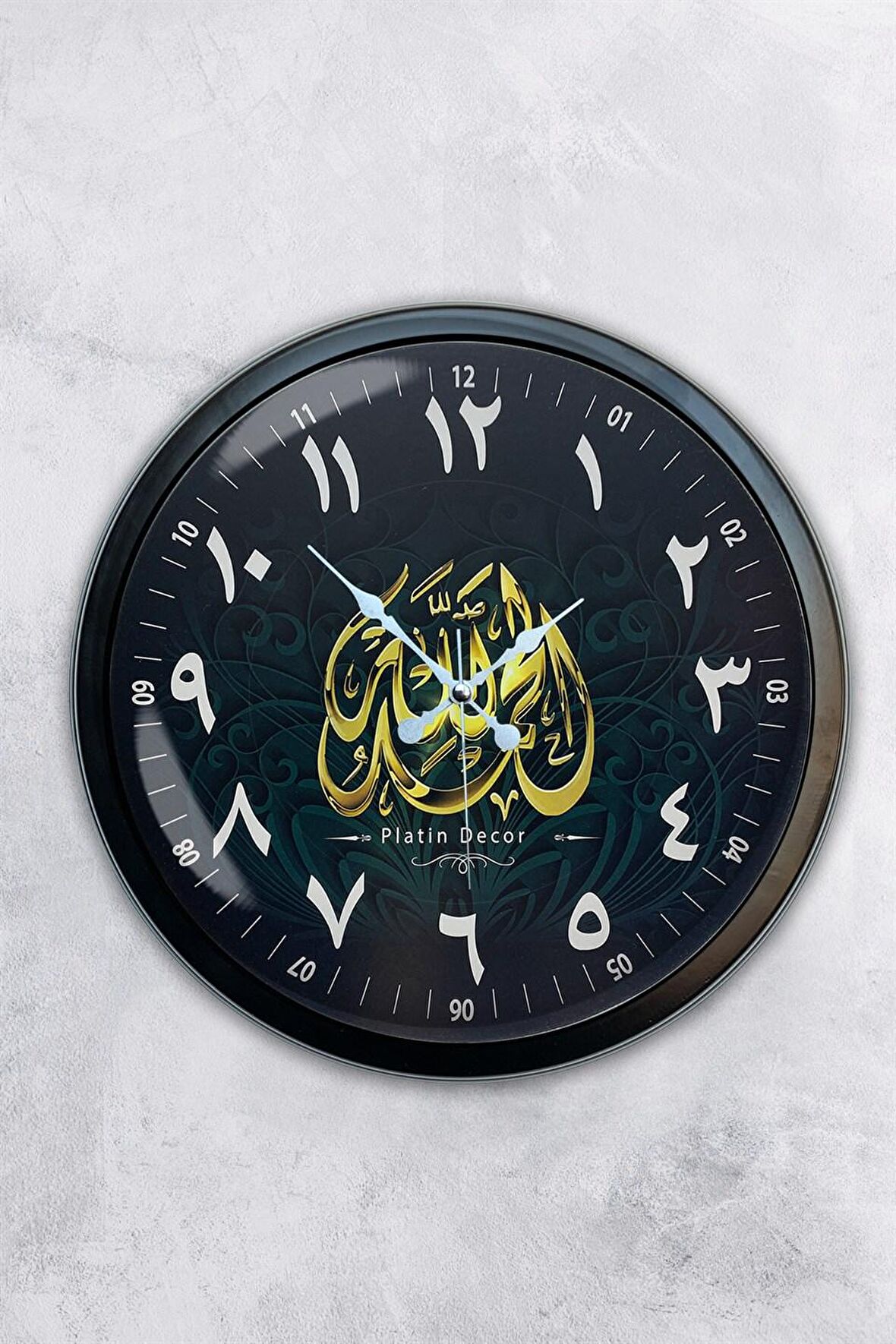 40 Cm Siyah Metal Arapça Rakamlar Duvar Saati