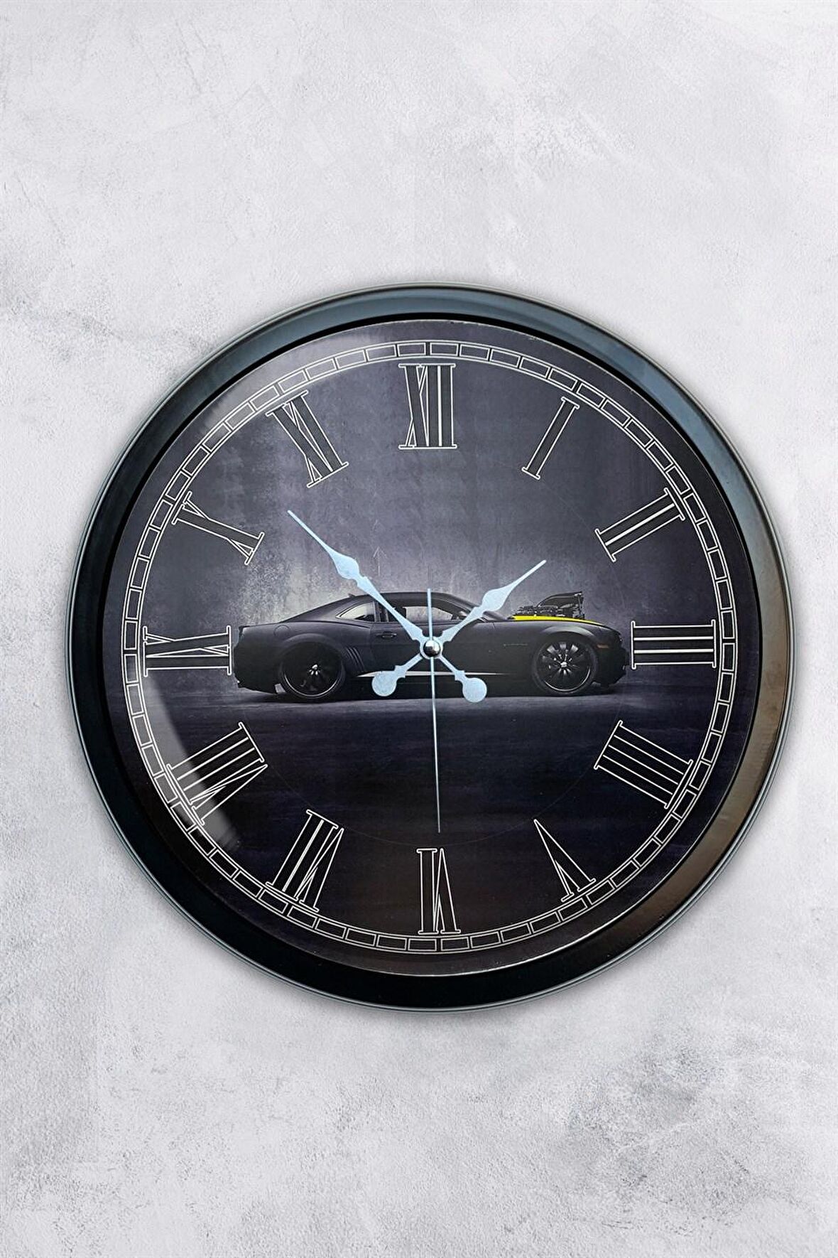 40 Cm Siyah Metal Araba Duvar Saati