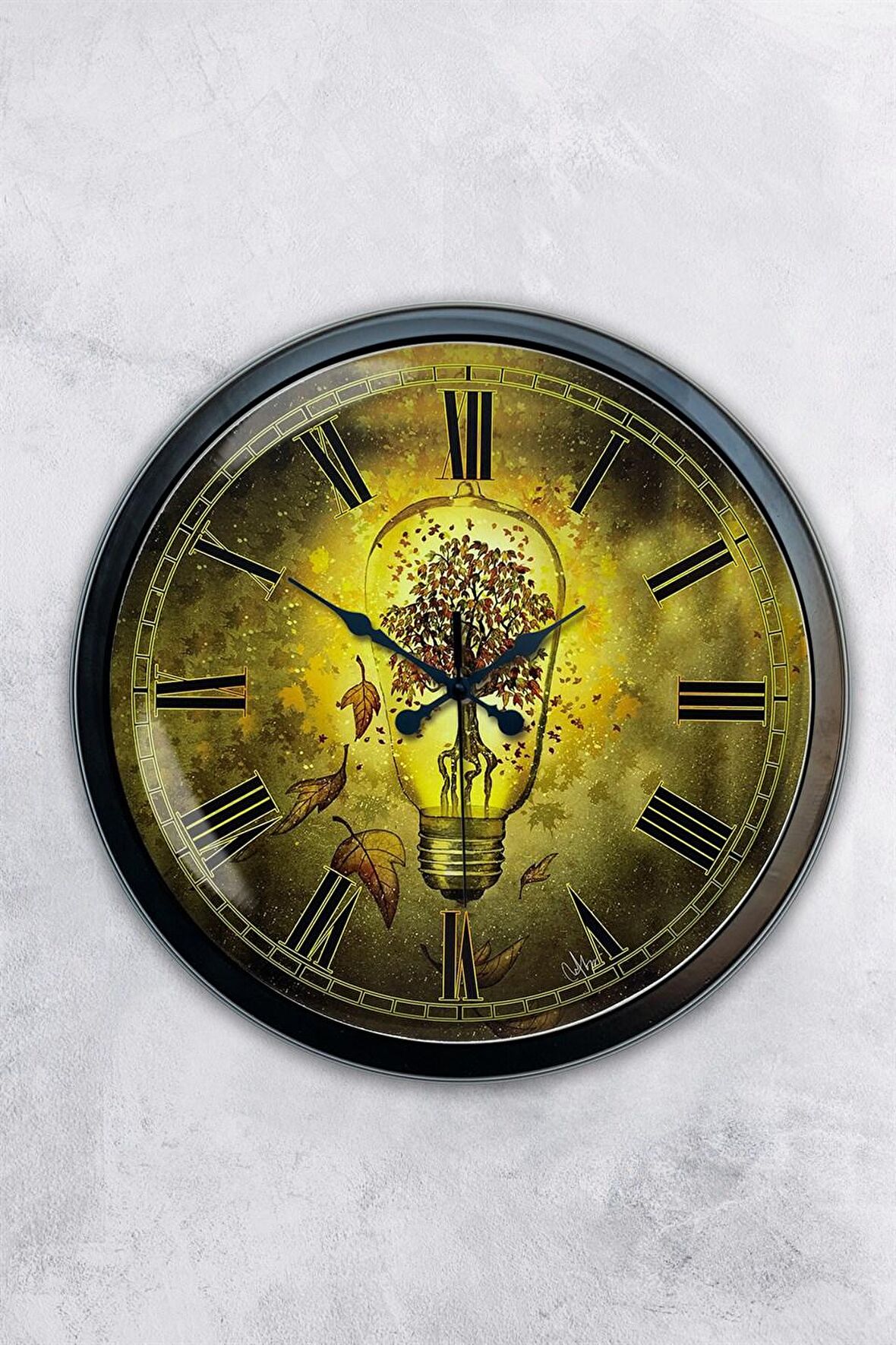 40 Cm Siyah Metal Ampül Duvar Saati