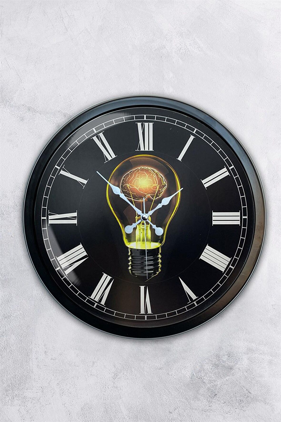 40 Cm Siyah Metal Ampül Duvar Saati