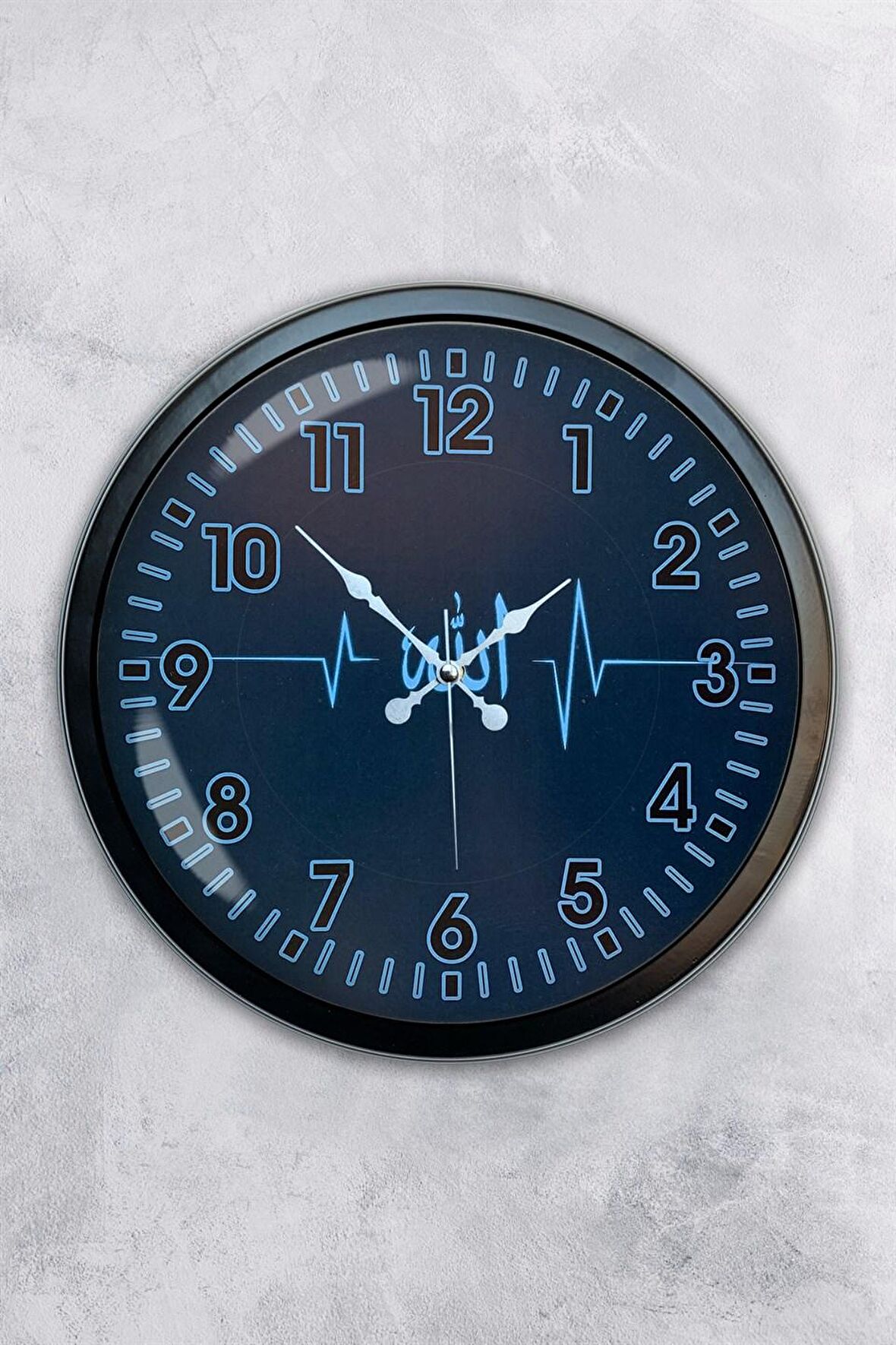 40 Cm Siyah Metal Allah Ritim Duvar Saati