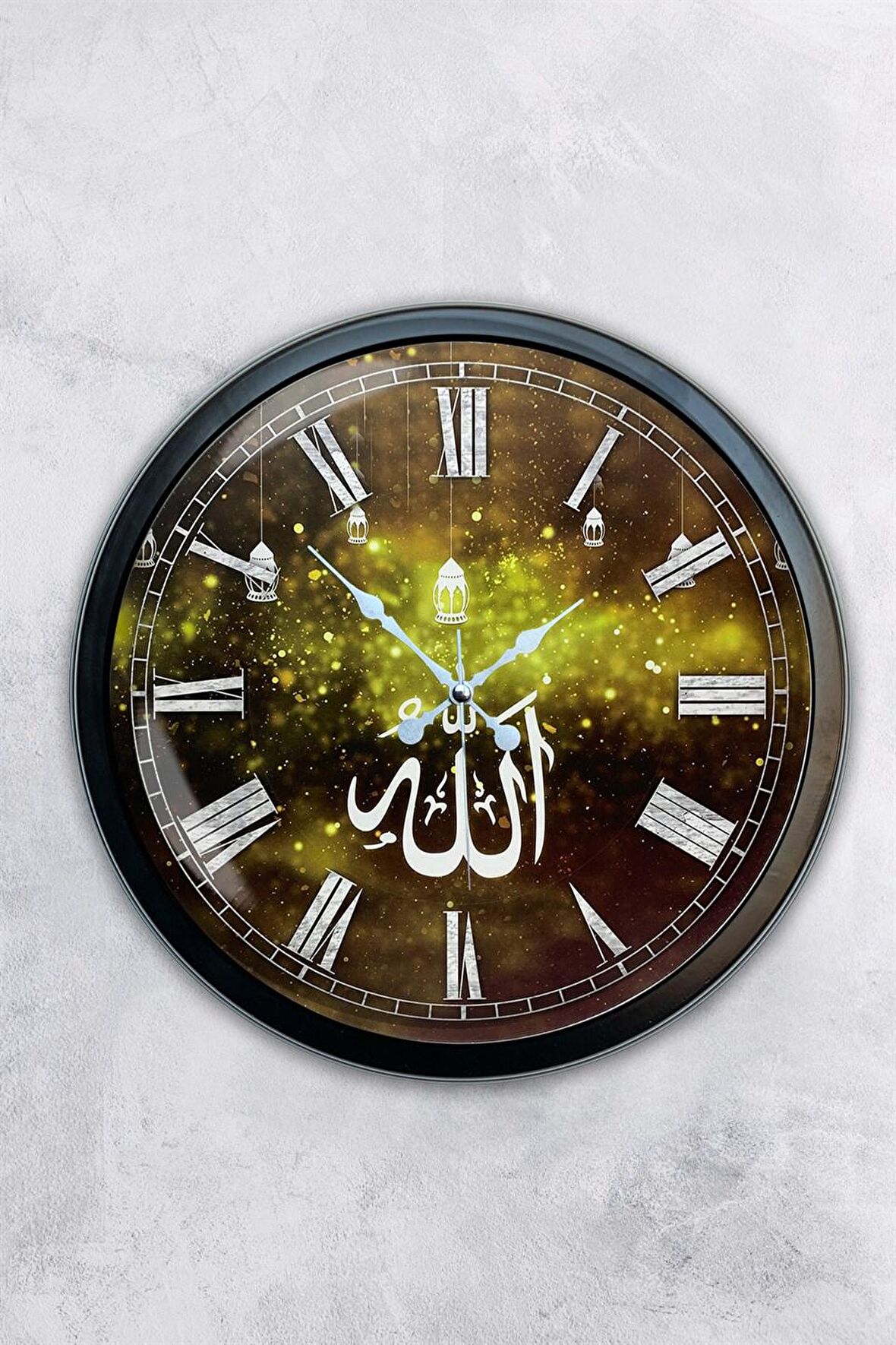 40 Cm Siyah Metal Allah Lafsı Duvar Saati