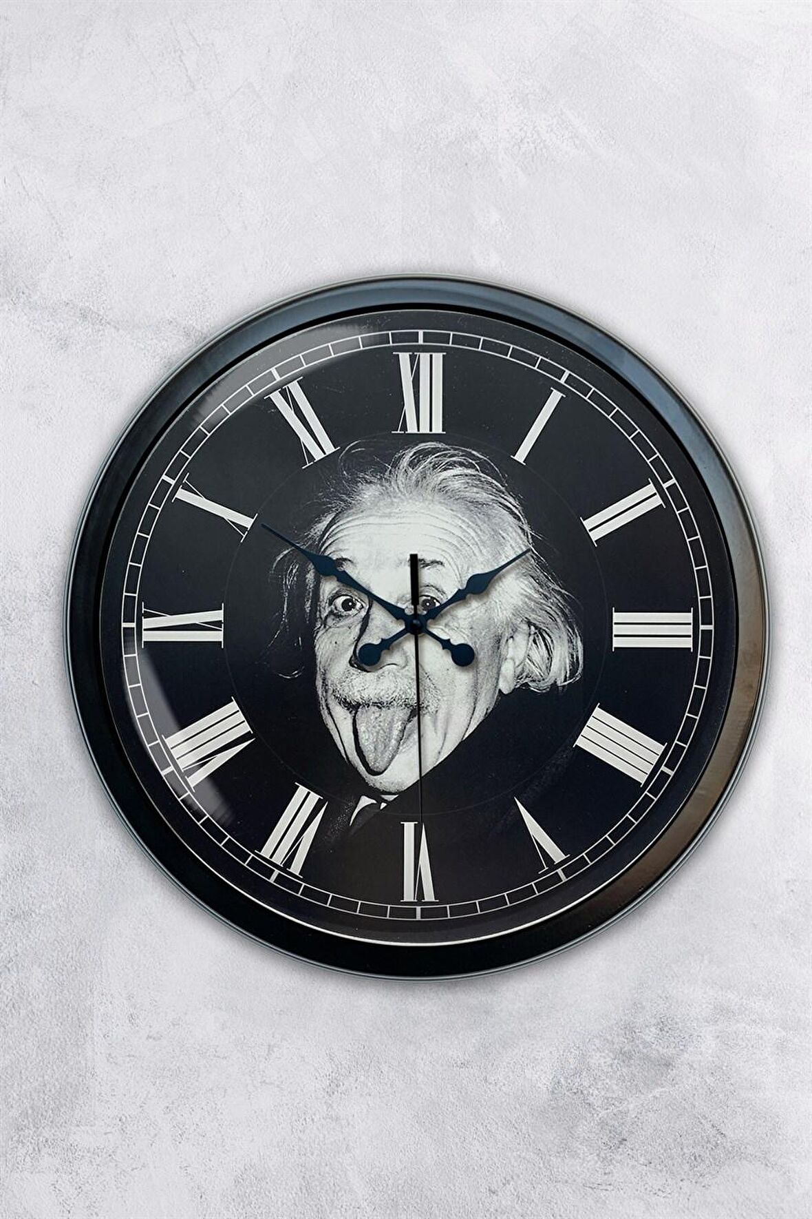 40 Cm Siyah Metal Albert Einstein Duvar Saati