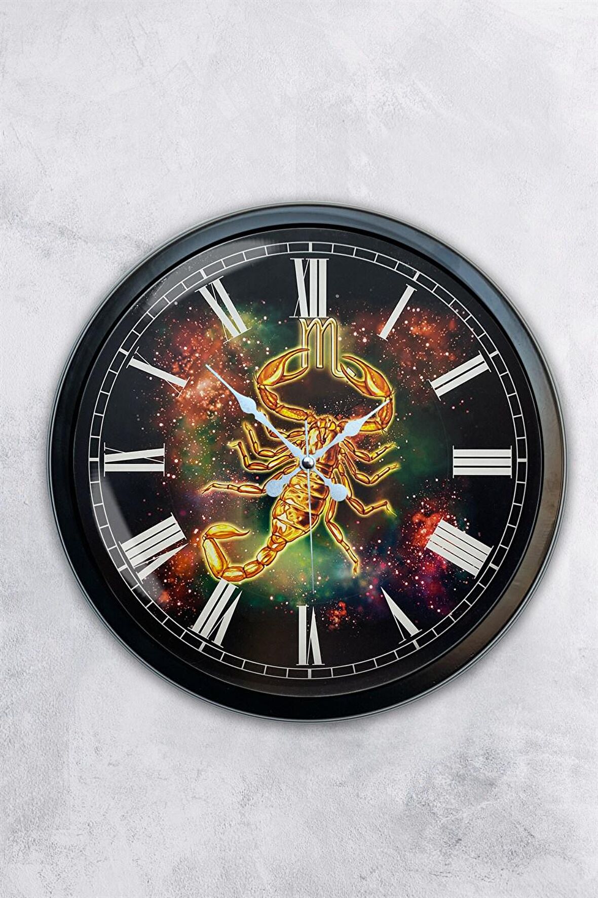40 Cm Siyah Metal Akrep Burcu Duvar Saati