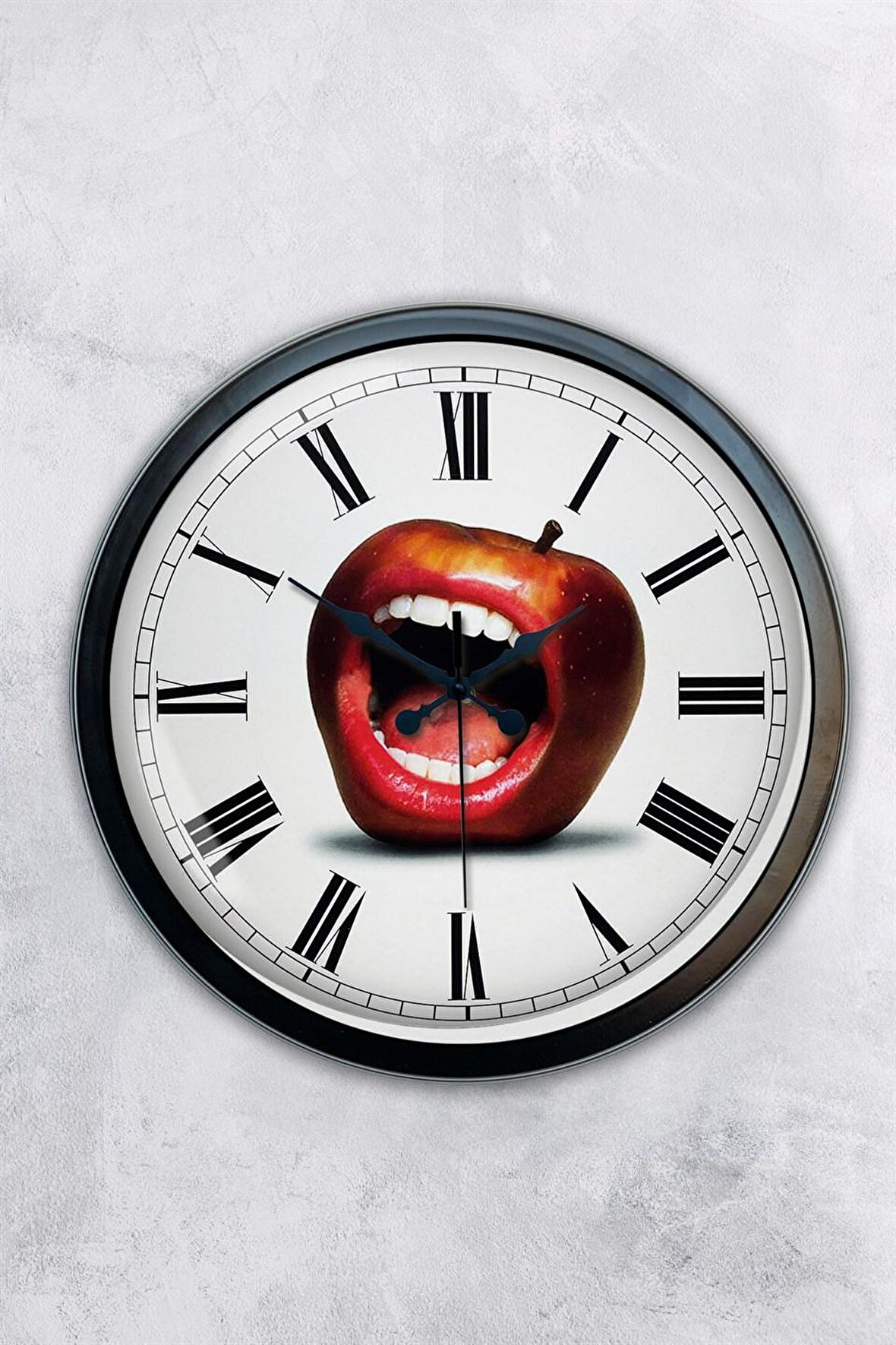 40 Cm Siyah Metal Ağız Duvar Saati