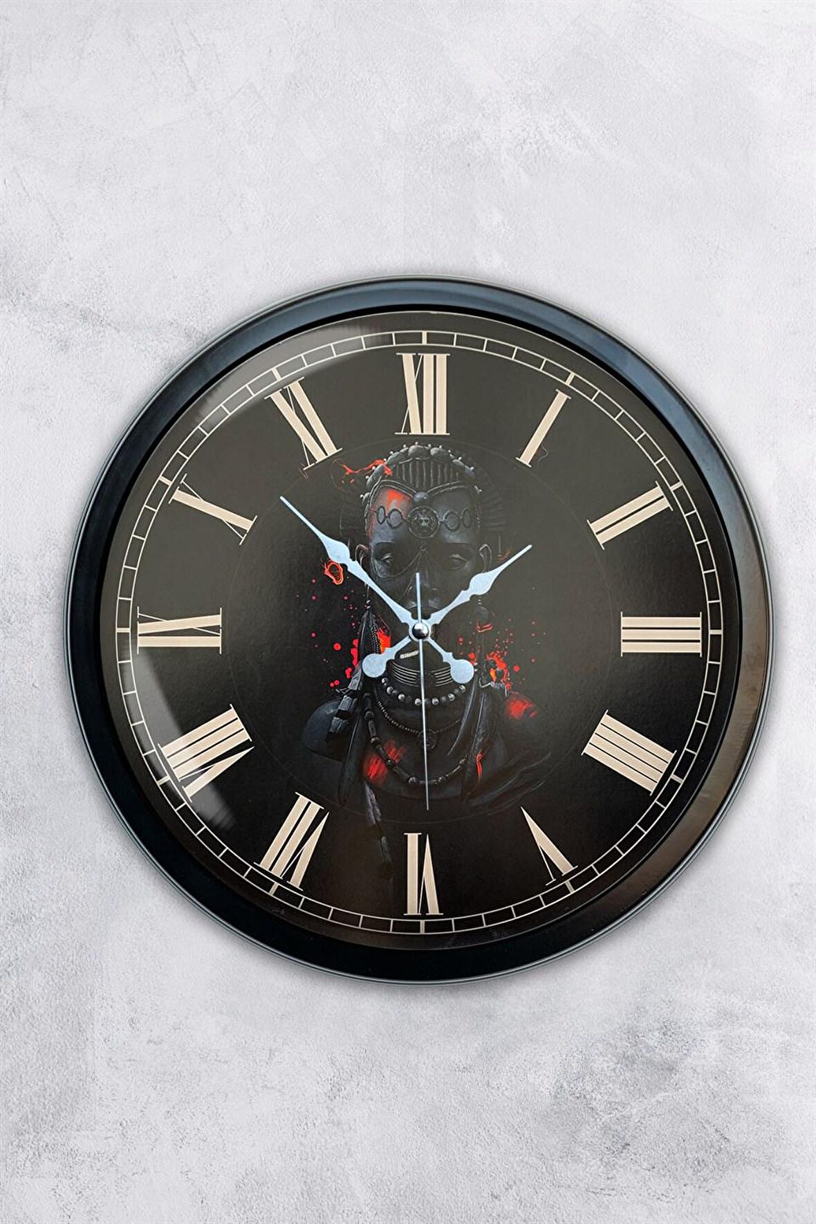 40 Cm Siyah Metal Afrikalı Kız Duvar Saati