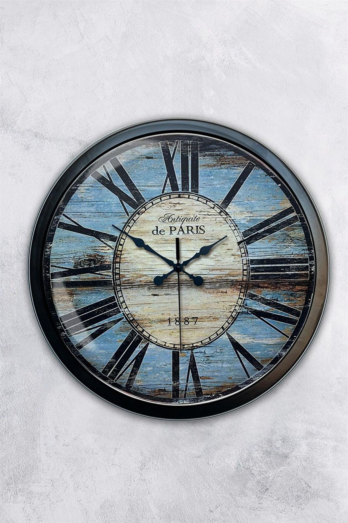 40 Cm Siyah Metal 1980 Modası Duvar Saati