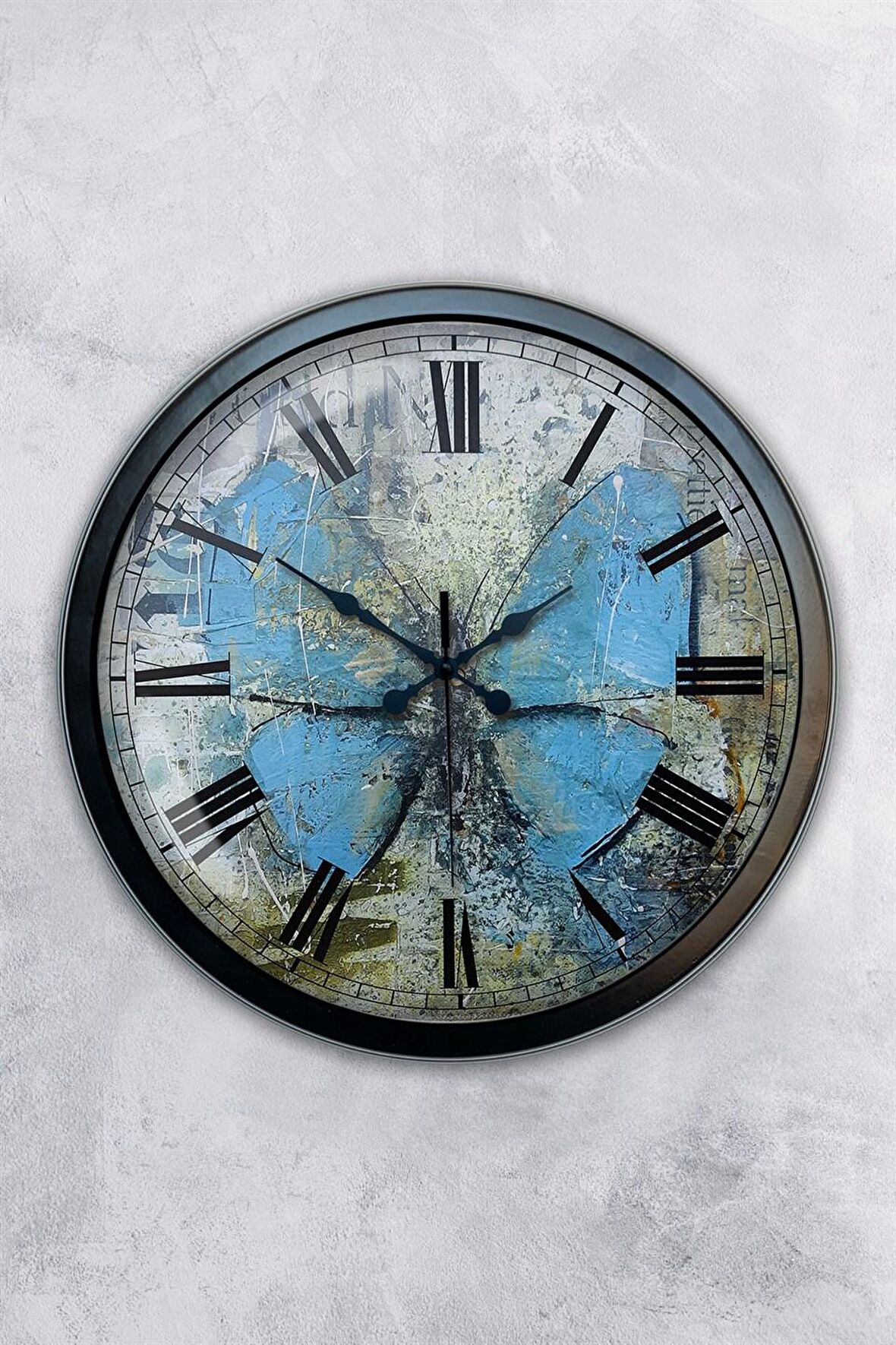 40 Cm Siyah Metal 1 Gün Duvar Saati