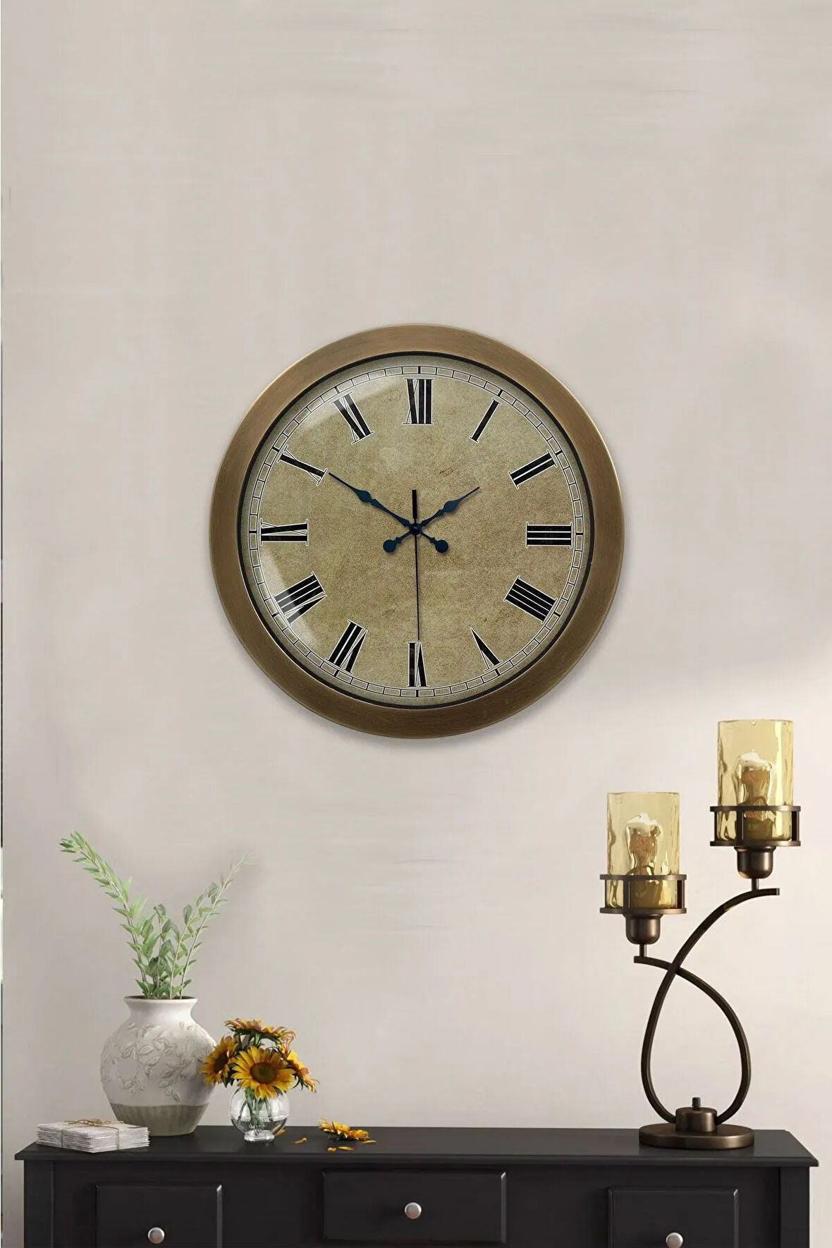 Hediyelik 36 Cm Eskitme Metal Eskitme Duvar Saati