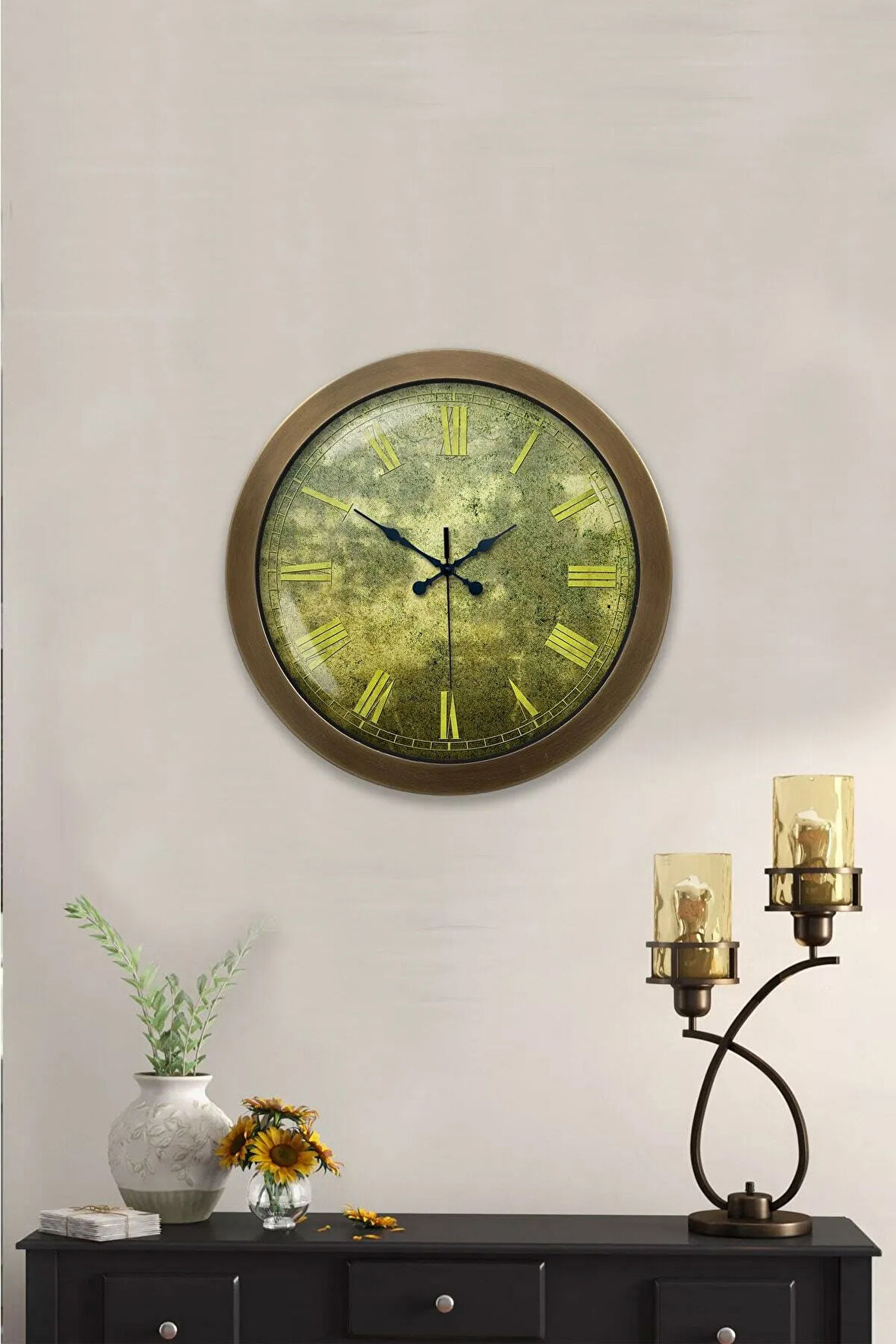 Hediyelik 36 Cm Eskitme Metal Eskitme Duvar Saati