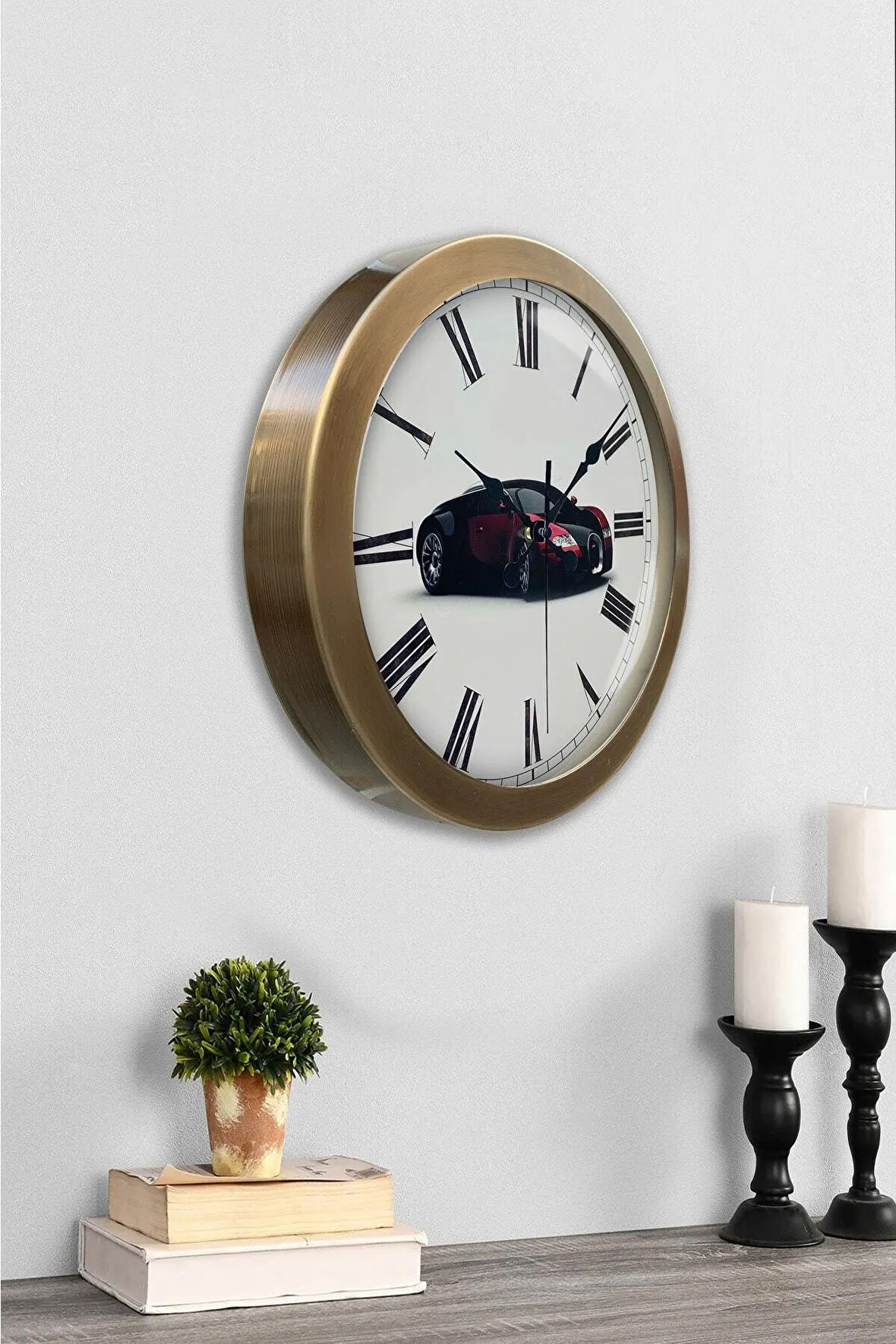 Hediyelik 36 Cm Eskitme Metal Bugatti Duvar Saati