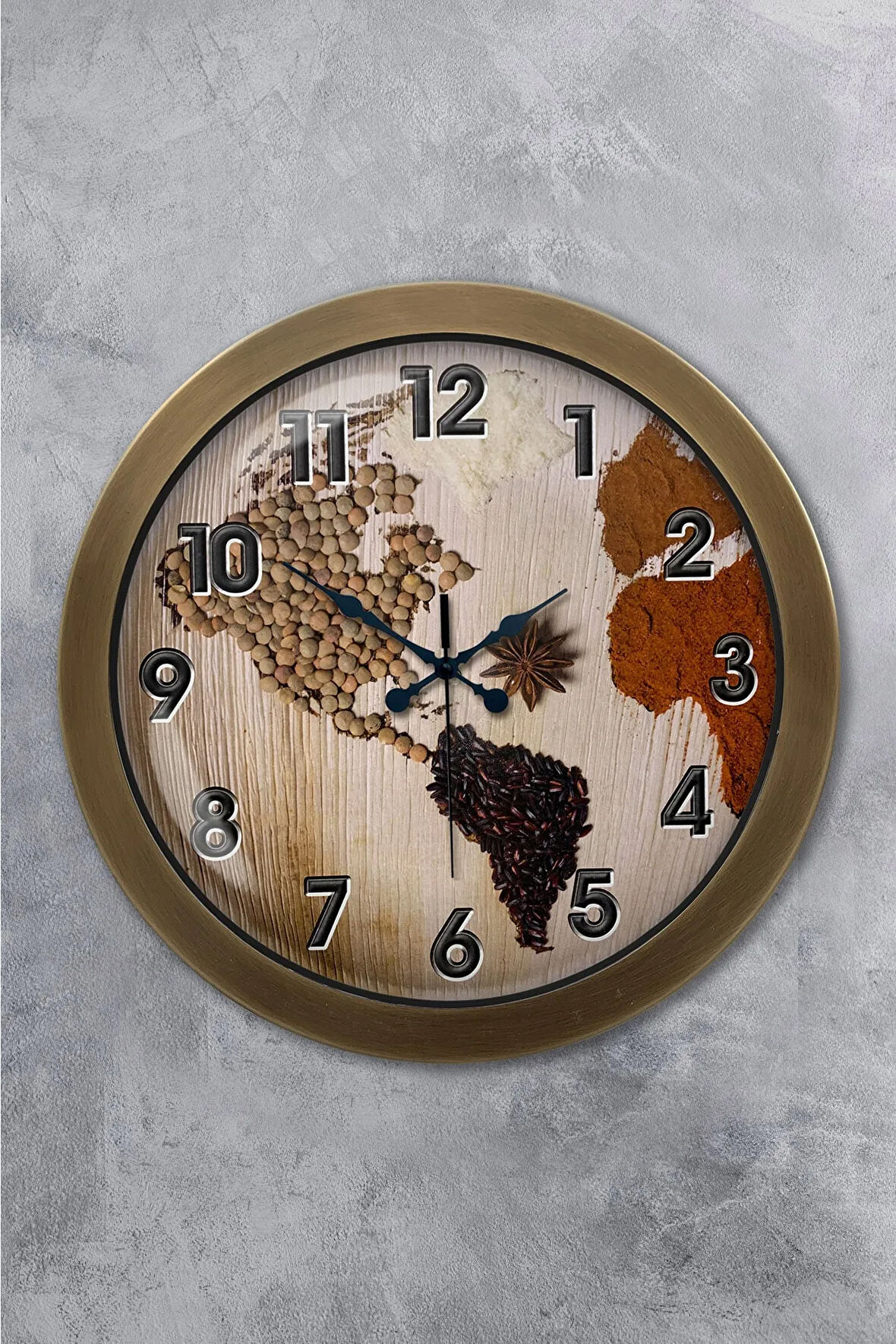 Hediyelik 36 Cm Eskitme Metal Harita Duvar Saati