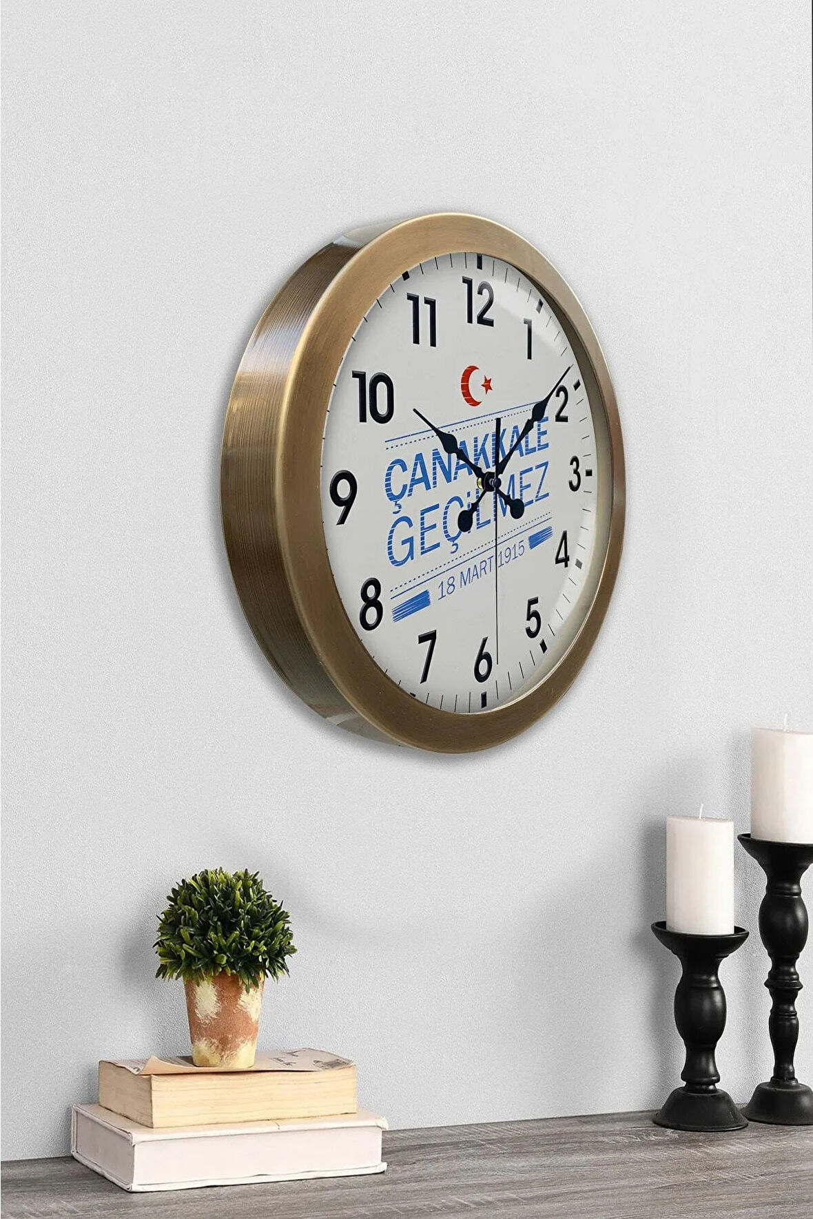 Hediyelik 36 Cm Eskitme Metal Çanakkale Duvar Saati