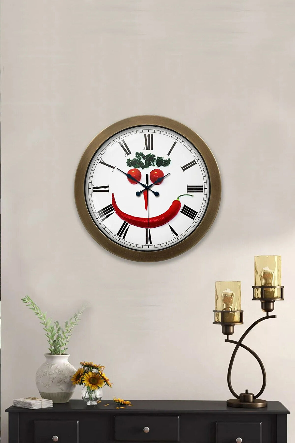 Hediyelik 36 Cm Eskitme Metal Mutfak Duvar Saati