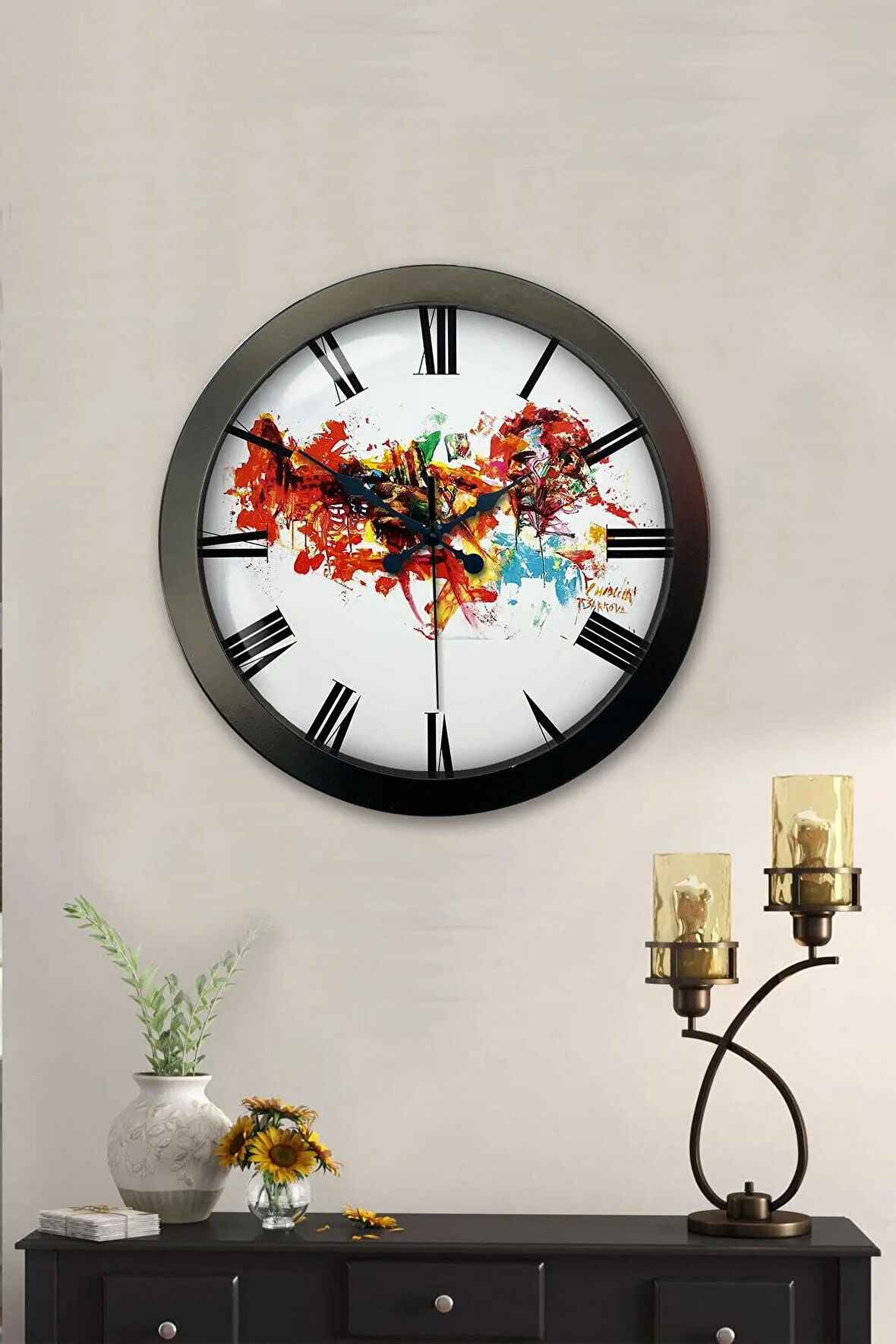 36 cm Siyah Metal Silah Duvar Saati