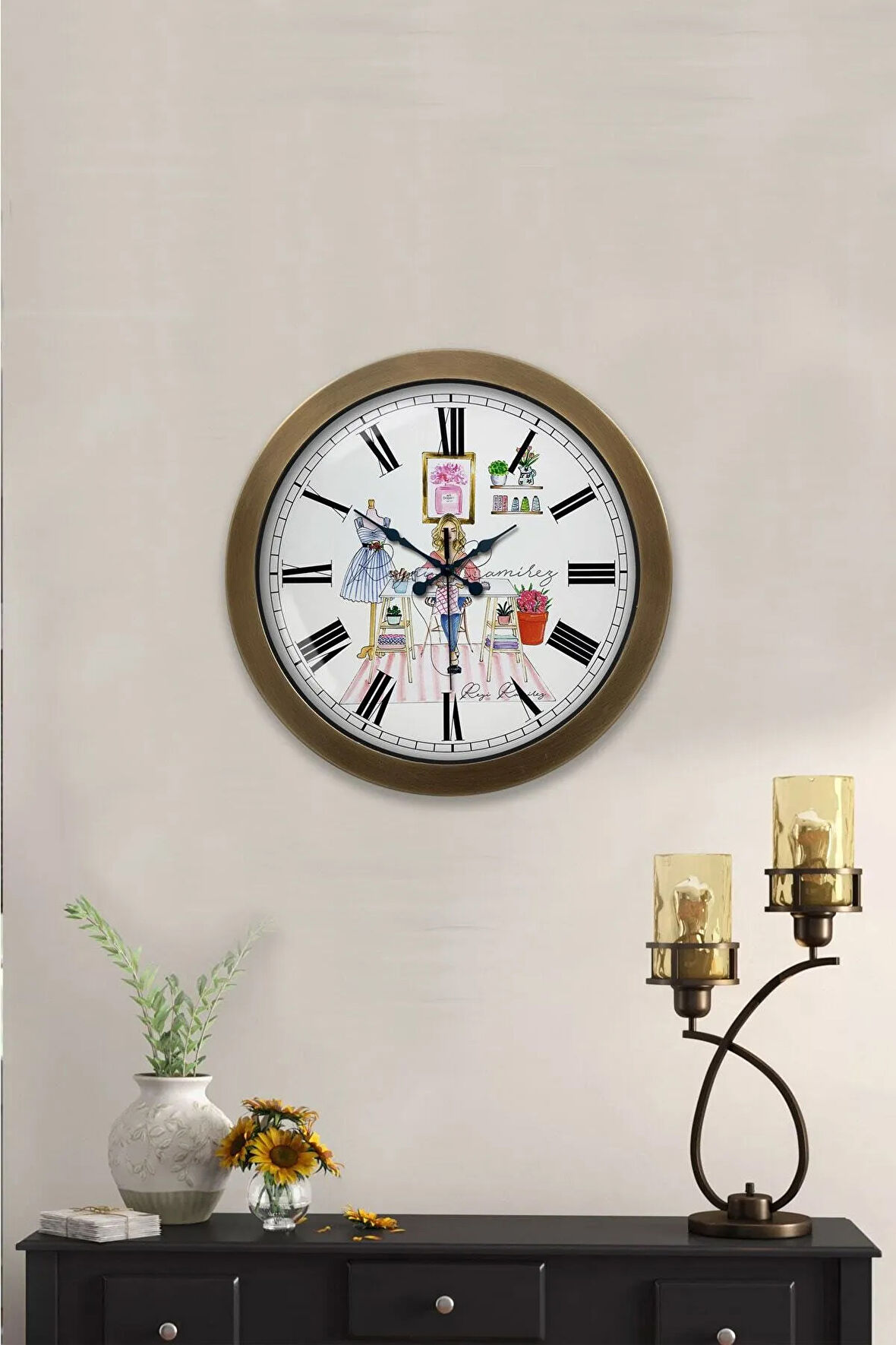 Hediyelik 36 Cm Eskitme Metal Terzi Duvar Saati