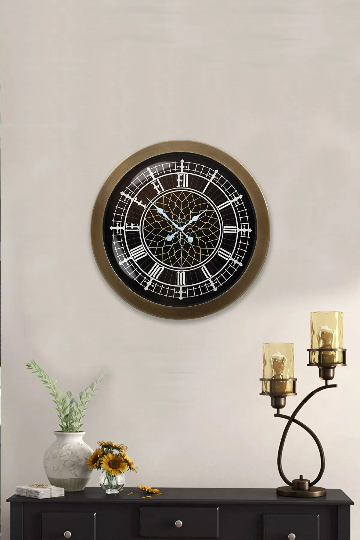 Hediyelik 36 Cm Eskitme Metal Dekoratif Duvar Saati