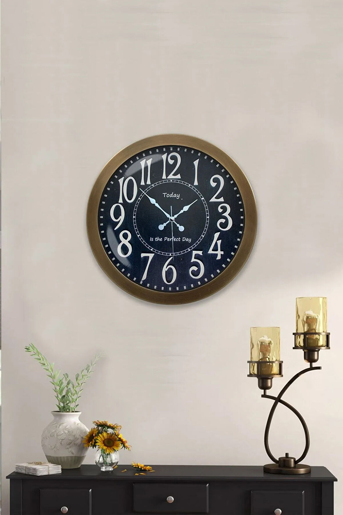 Hediyelik 36 Cm Eskitme Metal Dekoratif Duvar Saati