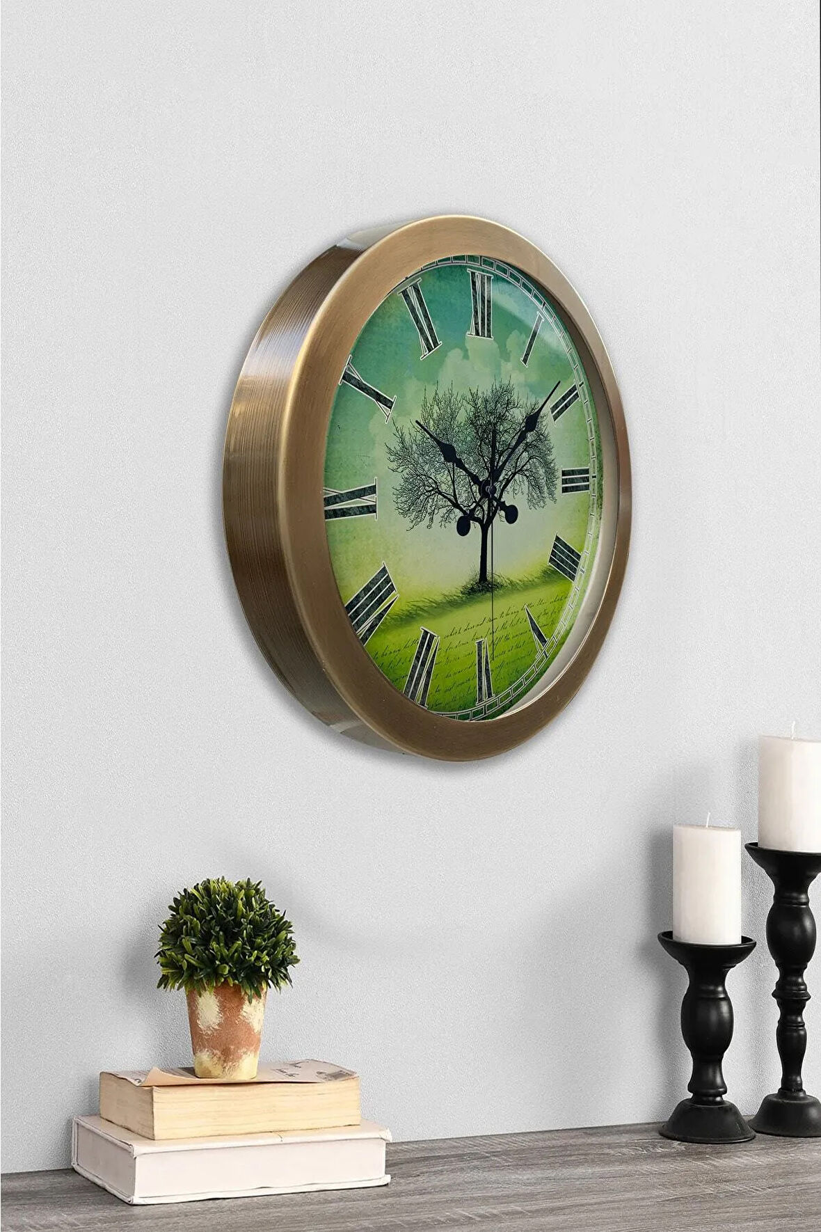 Hediyelik 36 Cm Eskitme Metal Çınar Duvar Saati