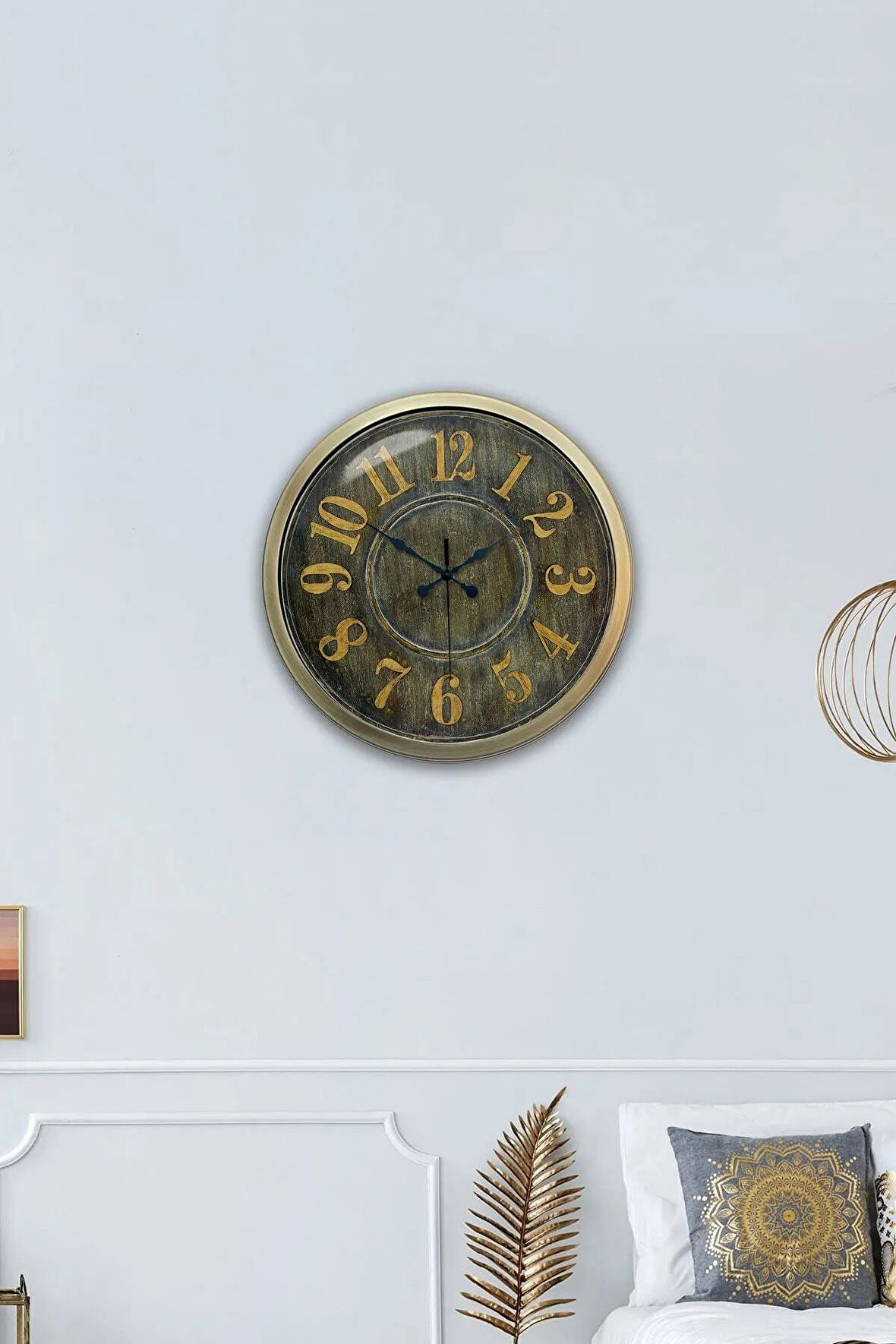 Hediyelik 40 Cm Eskitme Metal Dekoratif Duvar Saati