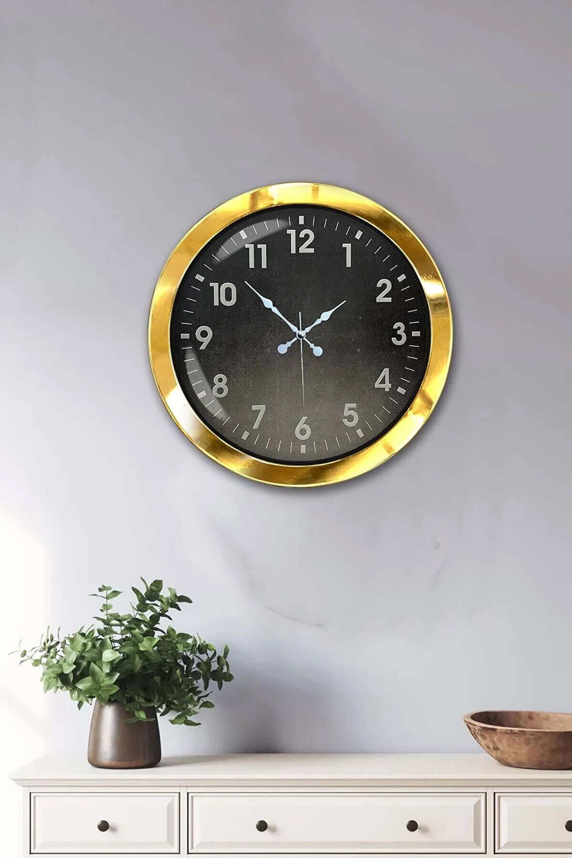 Hediyelik 36 Cm Gold Metal Klasik Duvar Saati