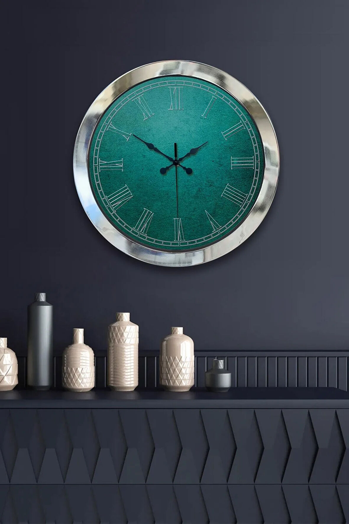 Hediyelik 36 Cm Krom Metal Sezgi Duvar Saati