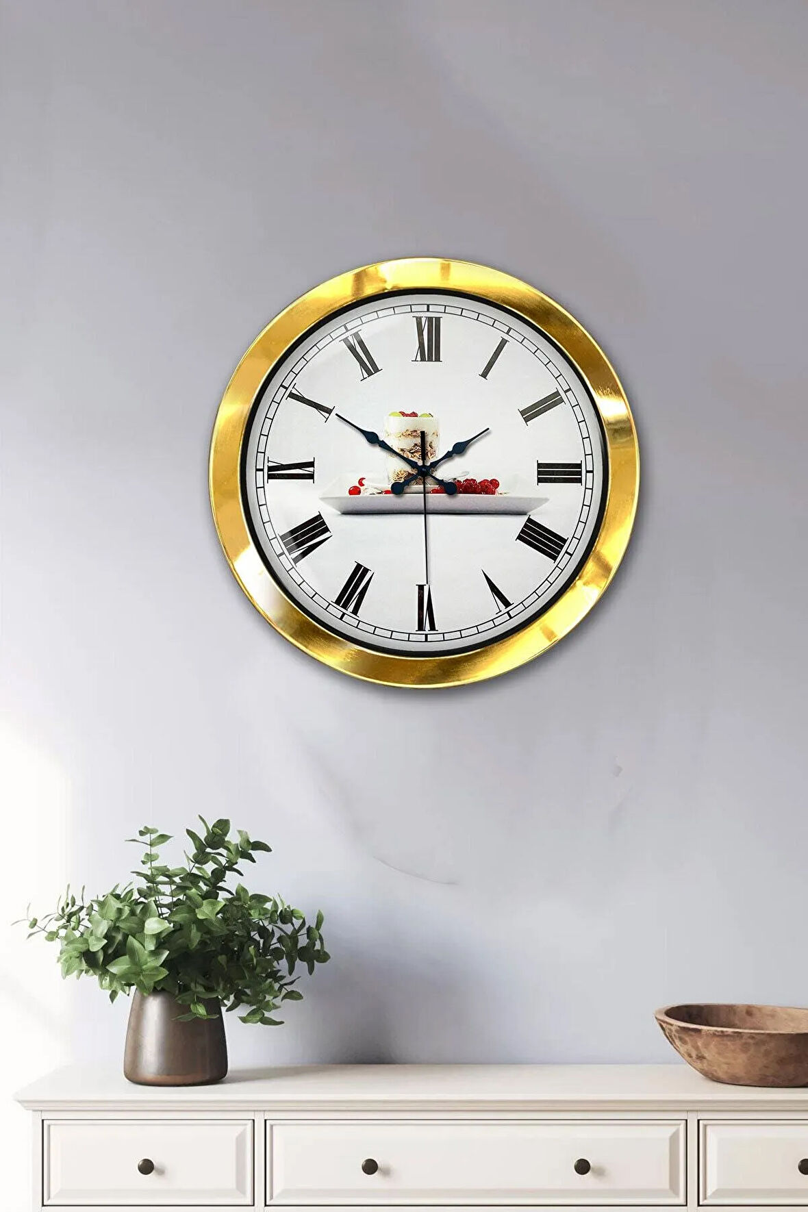 Hediyelik 36 Cm Gold Metal Kitchen Duvar Saati