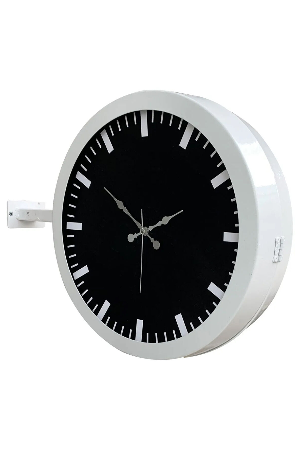 Hediyelik 36 Cm Beyaz Metal Siyah Renk Istasyon Duvar Saati