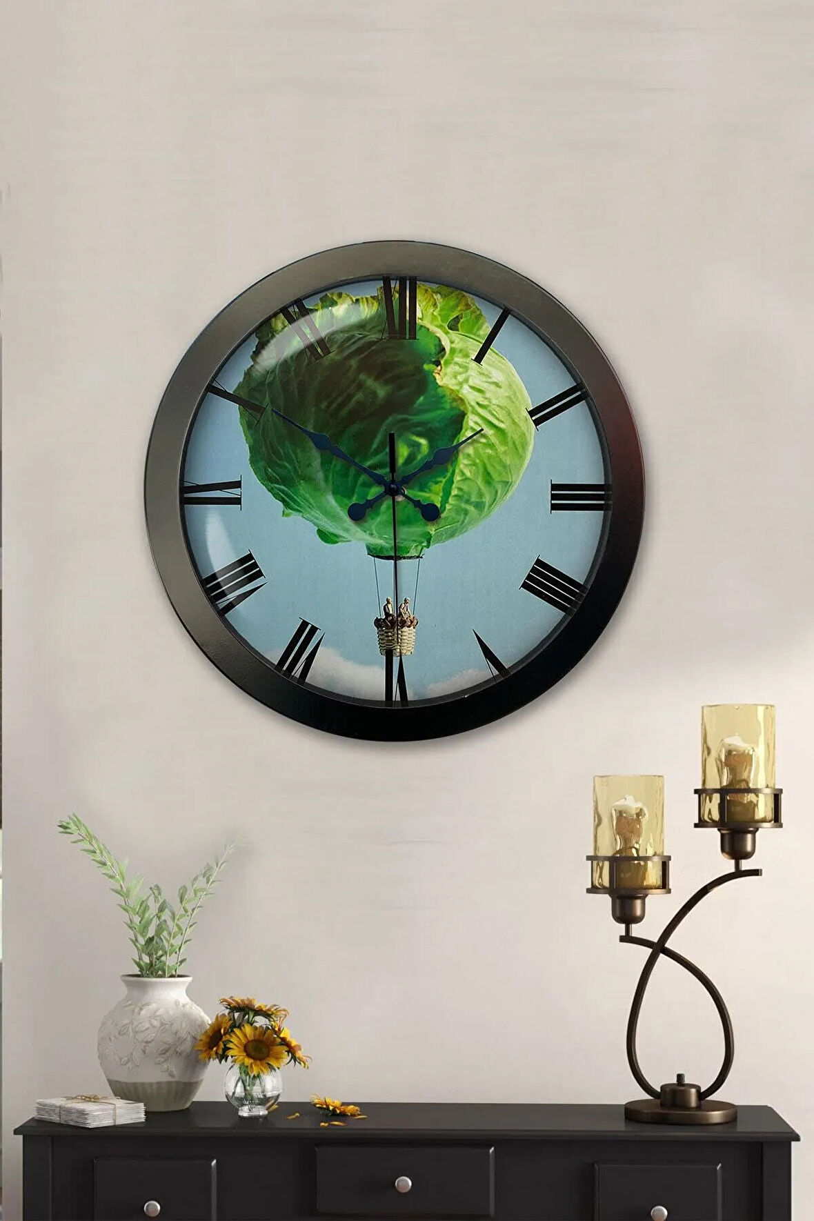 Hediyelik 36 Cm Siyah Metal Mutfak Duvar Saati