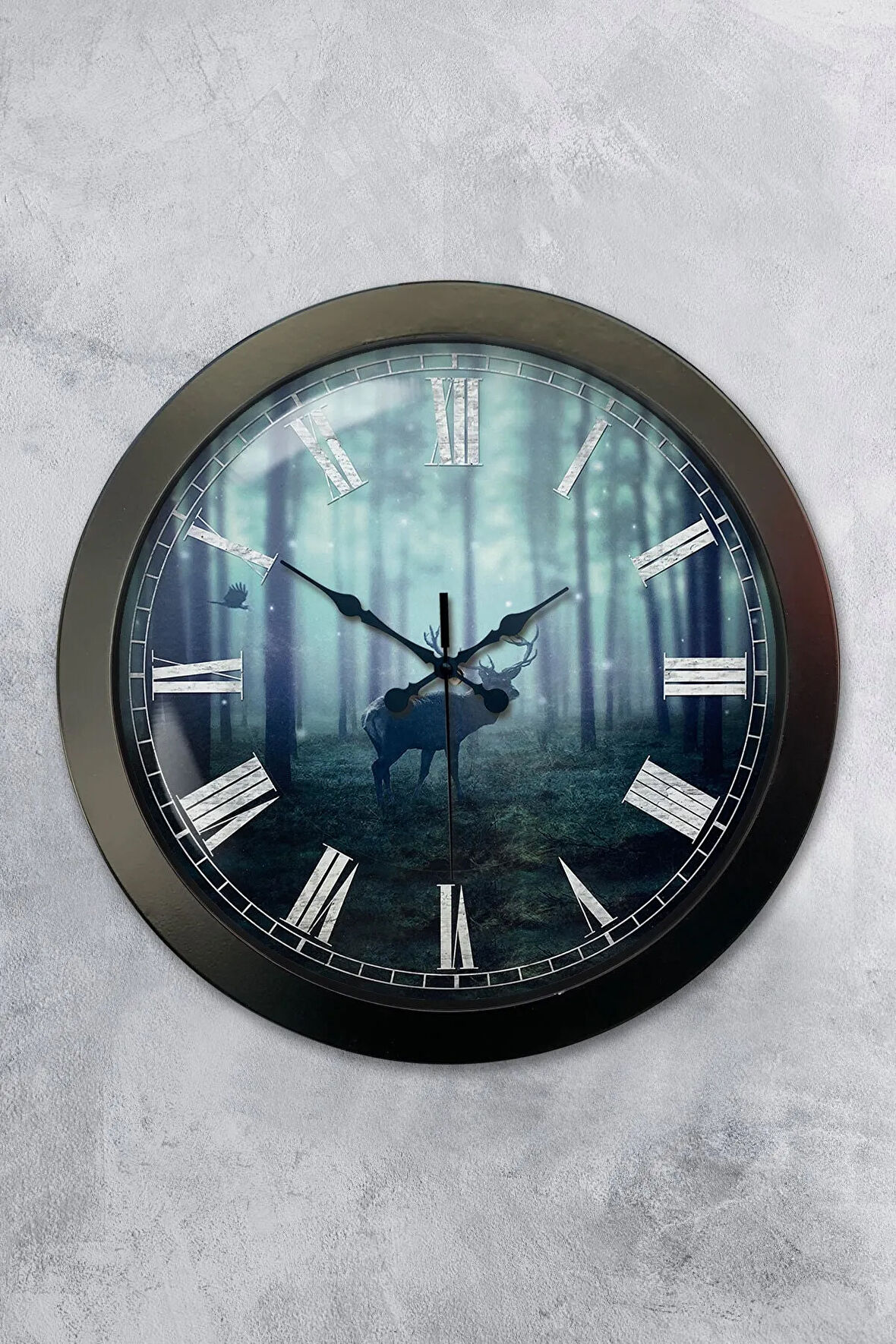 Hediyelik 36 Cm Siyah Metal Hayvanlar Duvar Saati