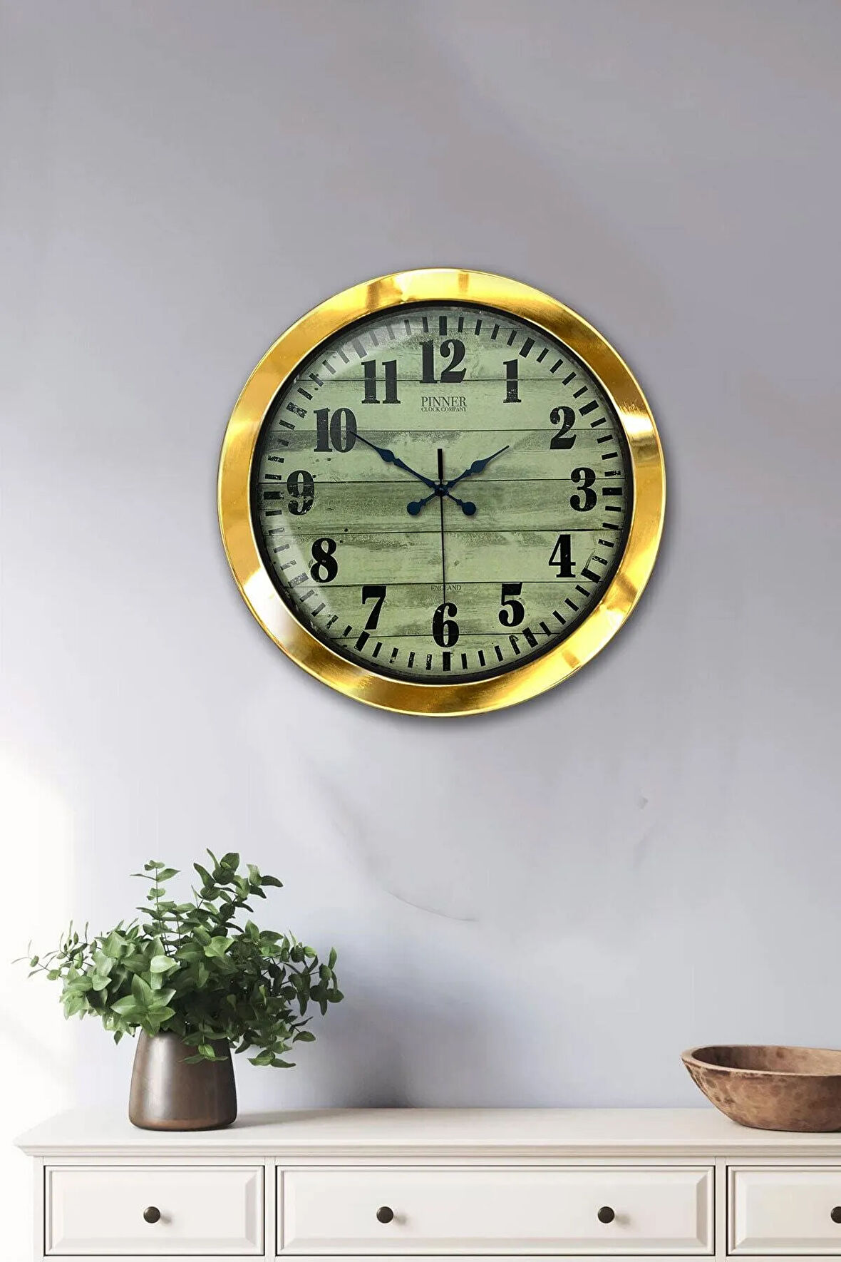 Hediyelik 36 Cm Gold Metal Dekoratif Duvar Saati