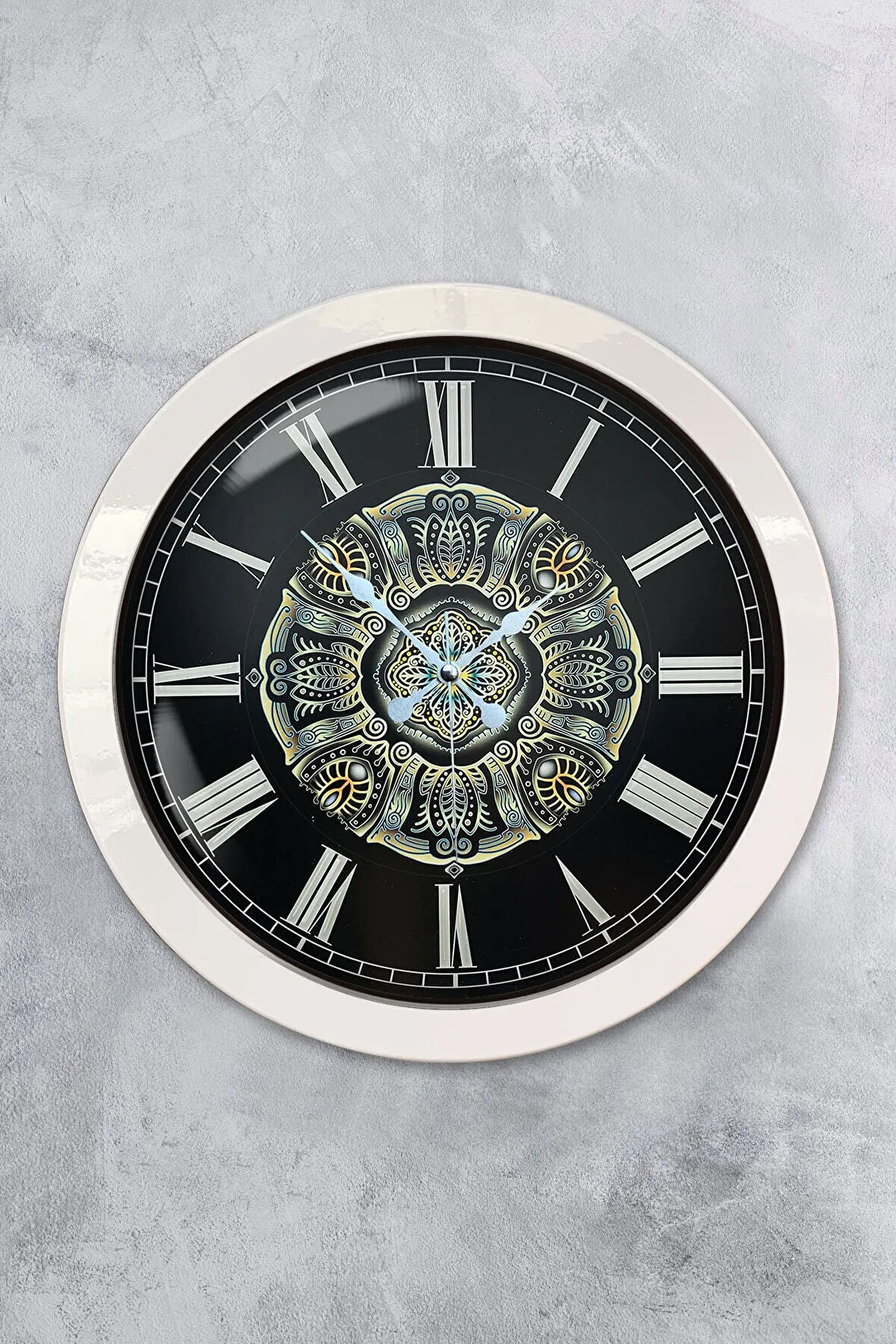 Hediyelik 36 Cm Beyaz Metal Osmanlı Desen Duvar Saati