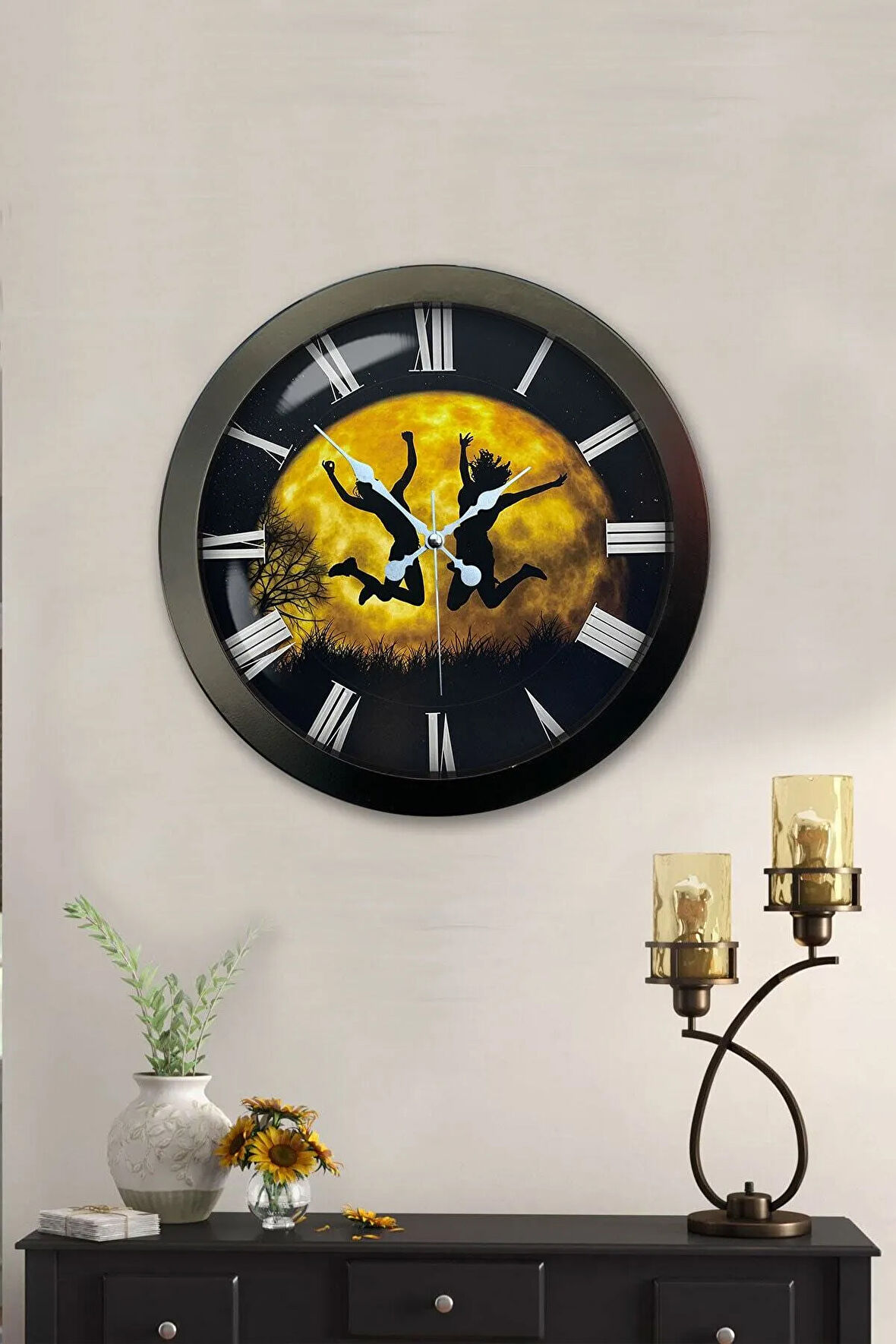 Hediyelik 36 Cm Siyah Metal Özgürlük Duvar Saati