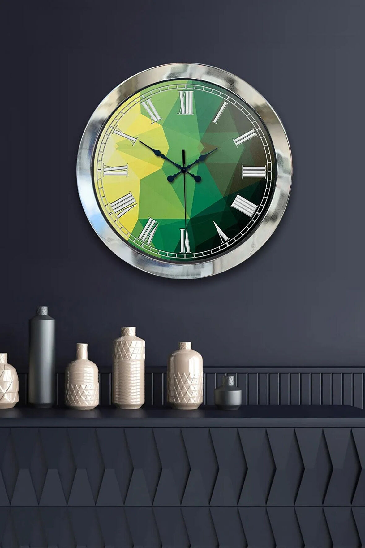 Hediyelik 36 Cm Krom Metal Modern Duvar Saati