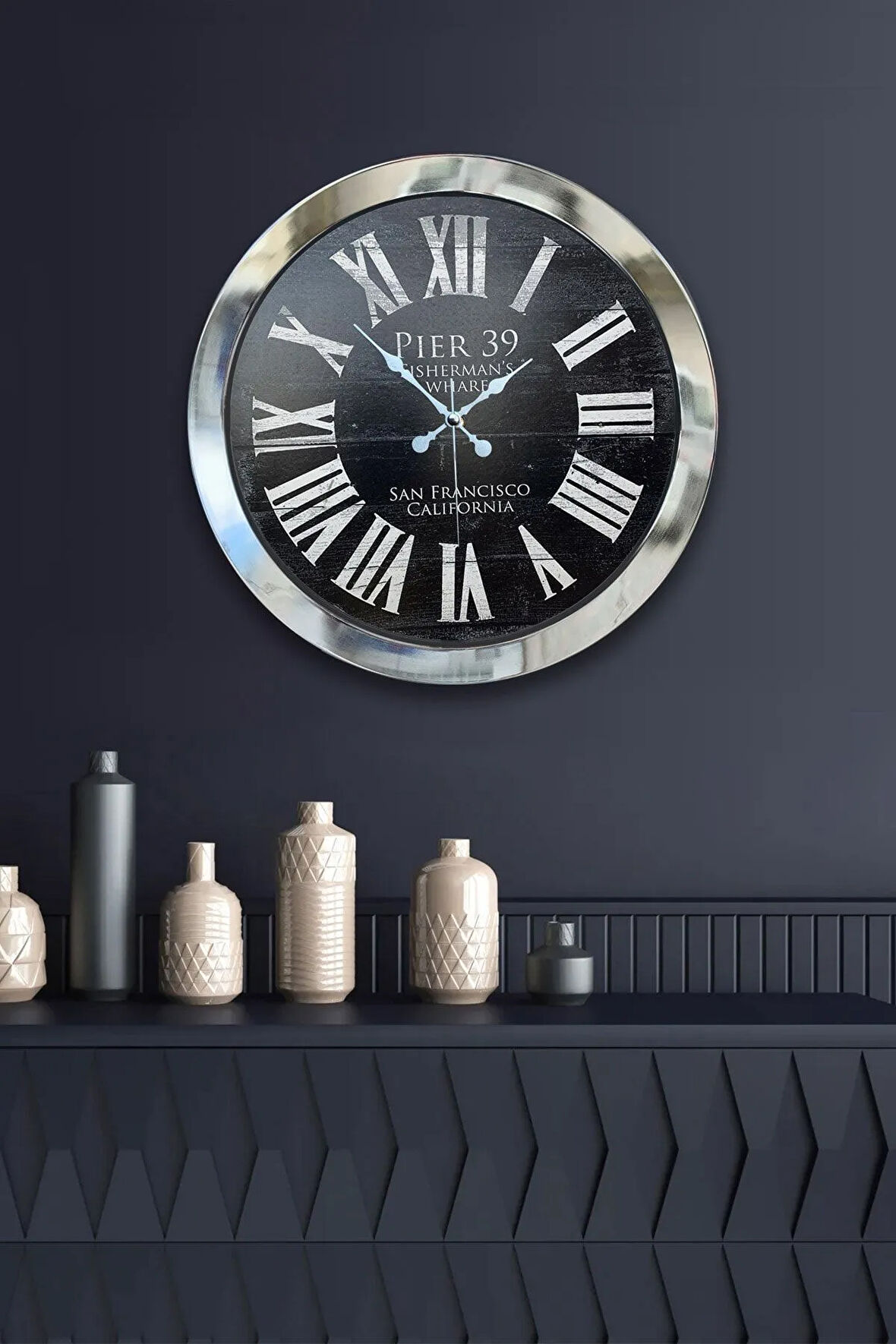 Hediyelik 36 Cm Krom Metal San Francisco Duvar Saati