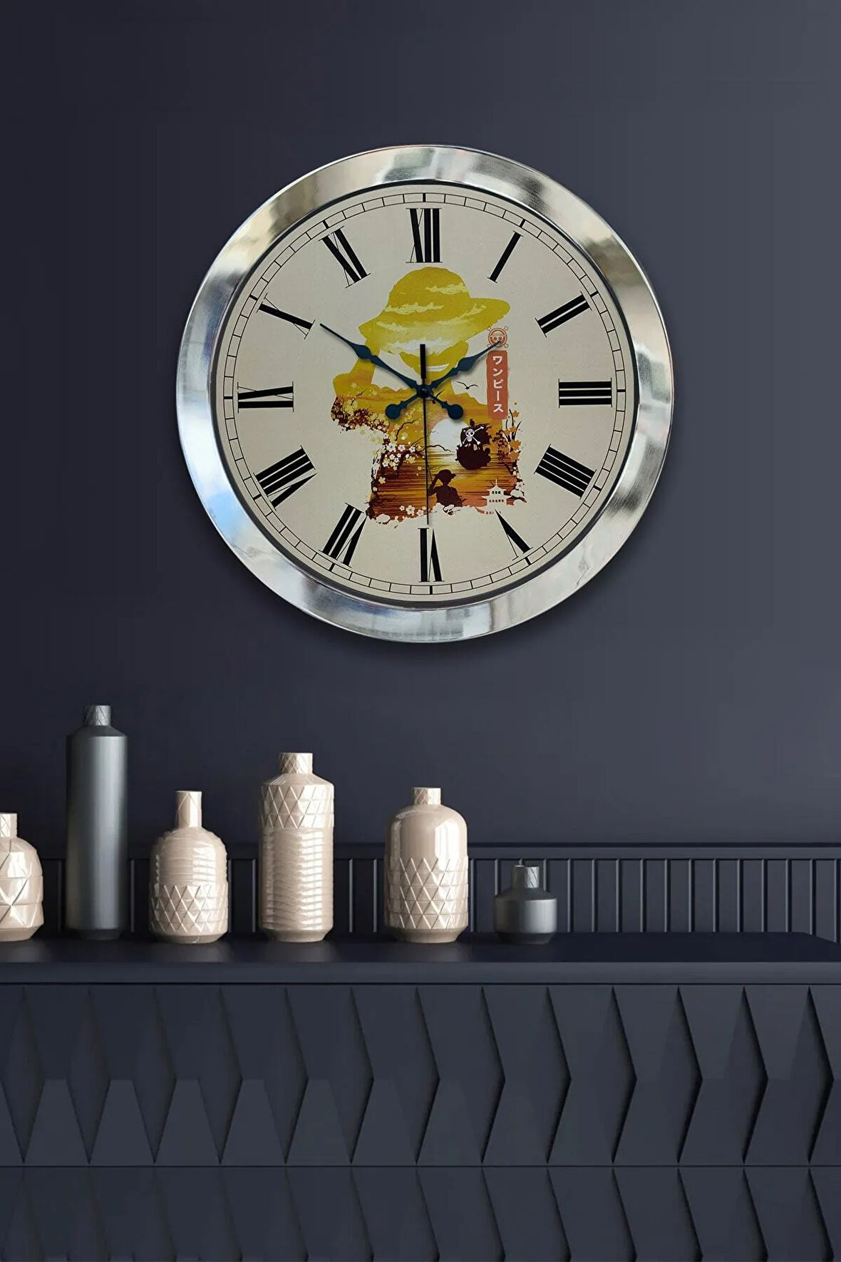 Hediyelik 36 Cm Krom Metal Dekoratif Duvar Saati