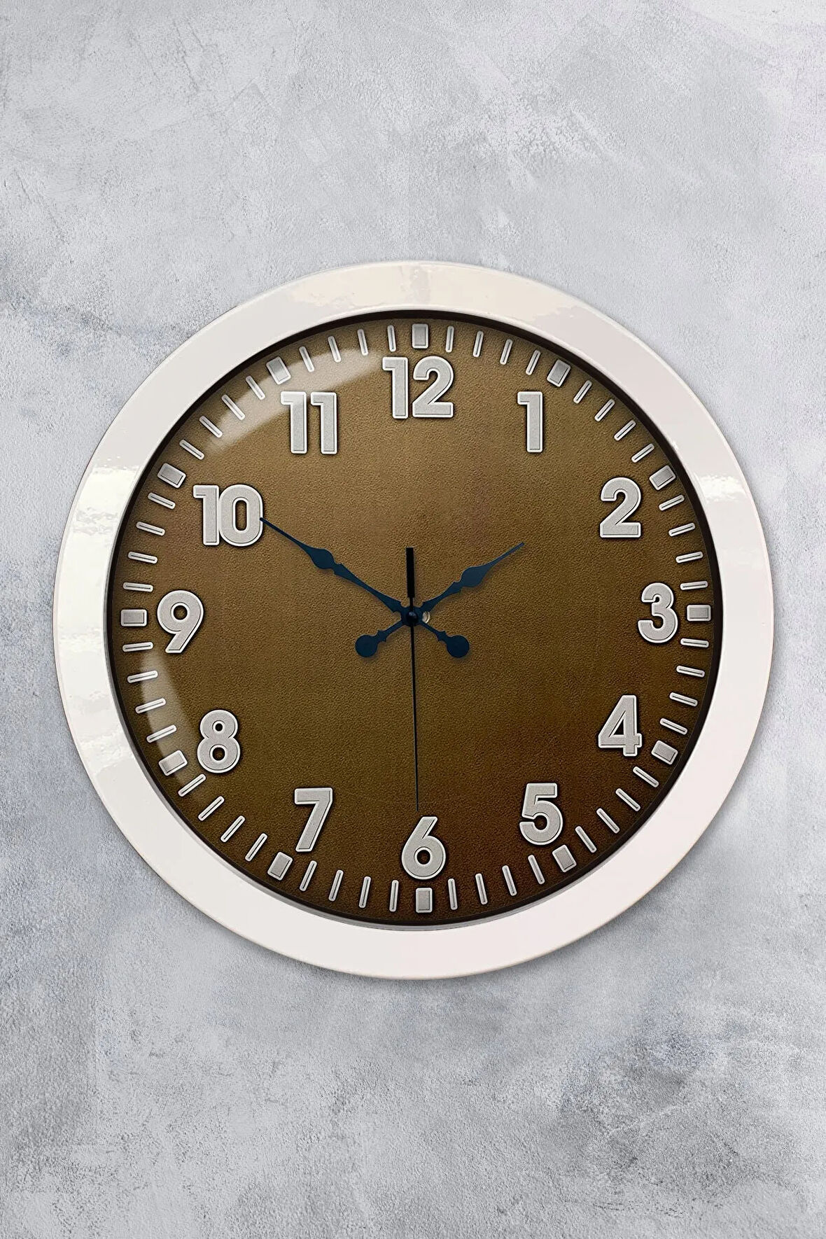Hediyelik 36 Cm Beyaz Metal Kahverengi Duvar Saati