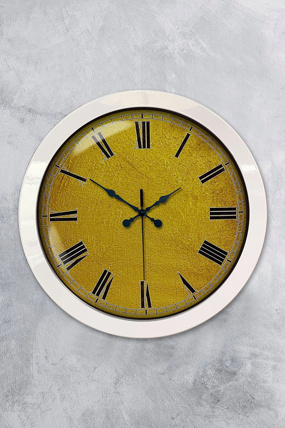 Hediyelik 36 Cm Beyaz Metal Sarı Duvar Saati